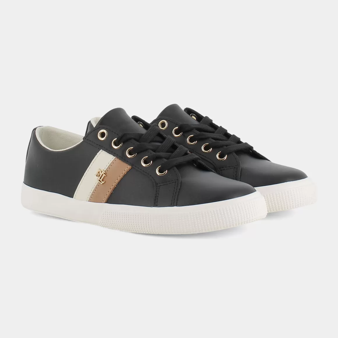 Chaussures de sport Janson Lauren Ralph Lauren - Noir/Nude/Vanille en cuir souple (Réf. 802810681) - Modèle confortable avec semelle amortissante - Prix attractif