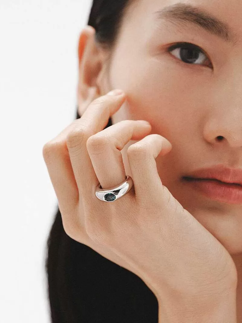 Bague en argent 925 serti d'une topaze bleue vibrante - Collection London par Aristocrazy