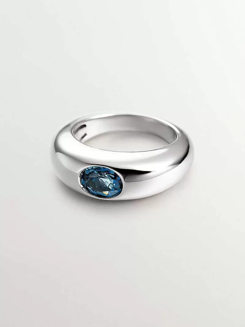 Bague en argent 925 serti d'une topaze bleue vibrante - Collection London par Aristocrazy