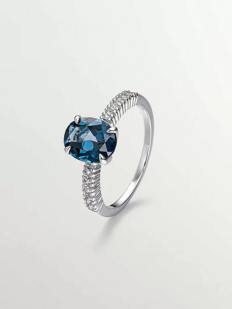 Bague en Argent 925 Aristocrazy - Pièce Unique Sertie de Topazes Bleues Célestes et Éclat Blanc