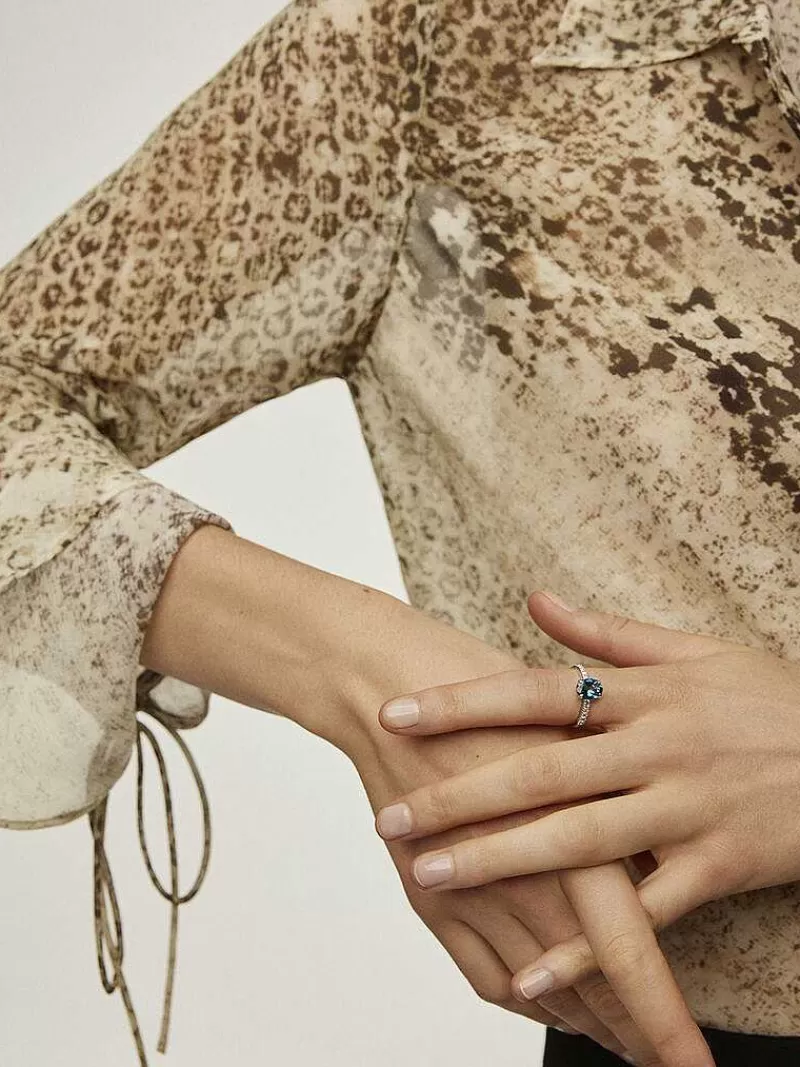 Bague en Argent 925 Aristocrazy - Pièce Unique Sertie de Topazes Bleues Célestes et Éclat Blanc