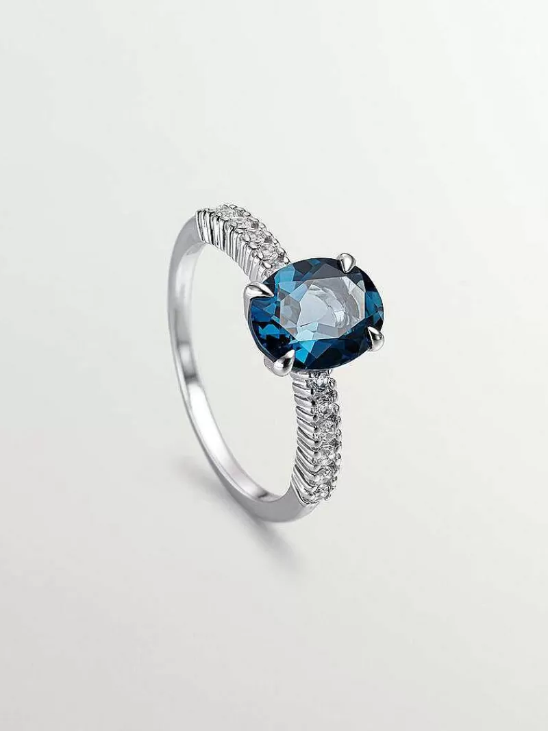 Bague en Argent 925 Aristocrazy - Pièce Unique Sertie de Topazes Bleues Célestes et Éclat Blanc