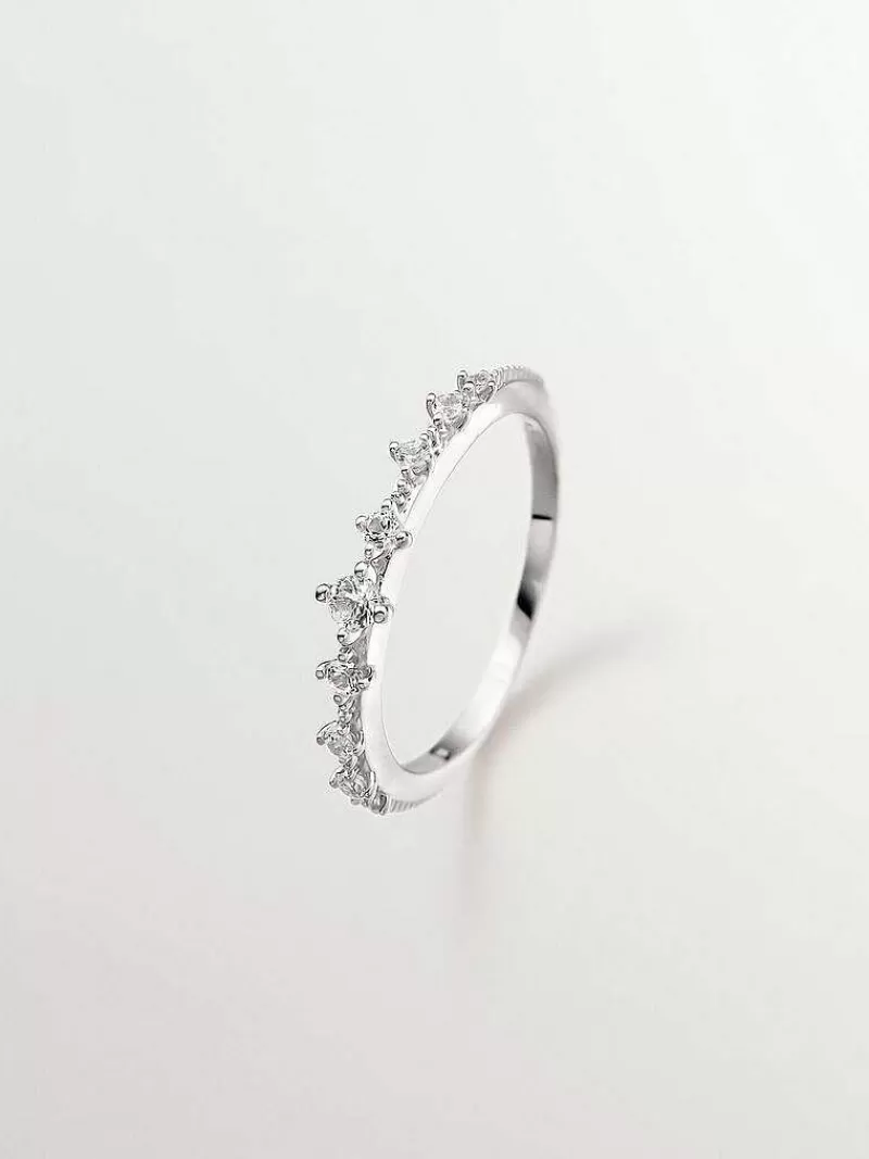 Bague Aristocrazy en Argent 925 - Anneau Élégant Serti de Saphirs Blancs Éclatants