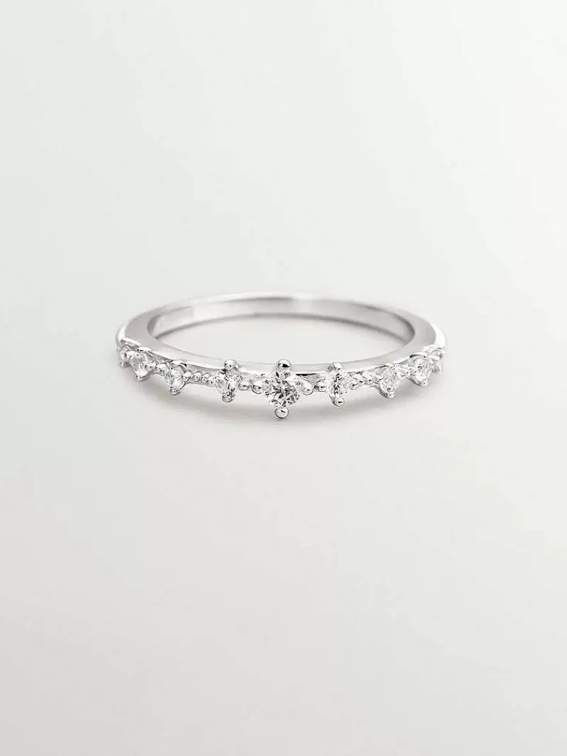 Bague Aristocrazy en Argent 925 - Anneau Élégant Serti de Saphirs Blancs Éclatants