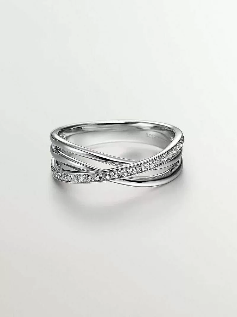 Bague Double Tour en Argent 925 sertie de Topazes Cristallines - Création Exclusive Aristocraxy 

(：，