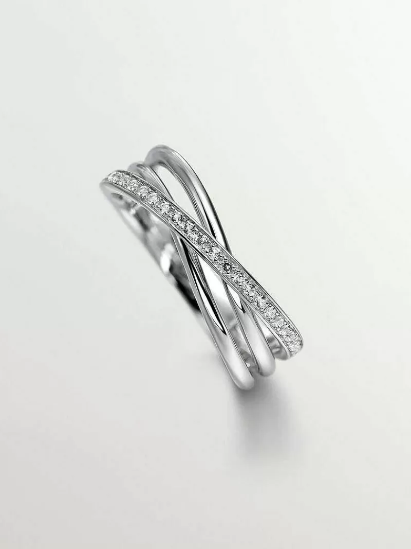Bague Double Tour en Argent 925 sertie de Topazes Cristallines - Création Exclusive Aristocraxy 

(：，