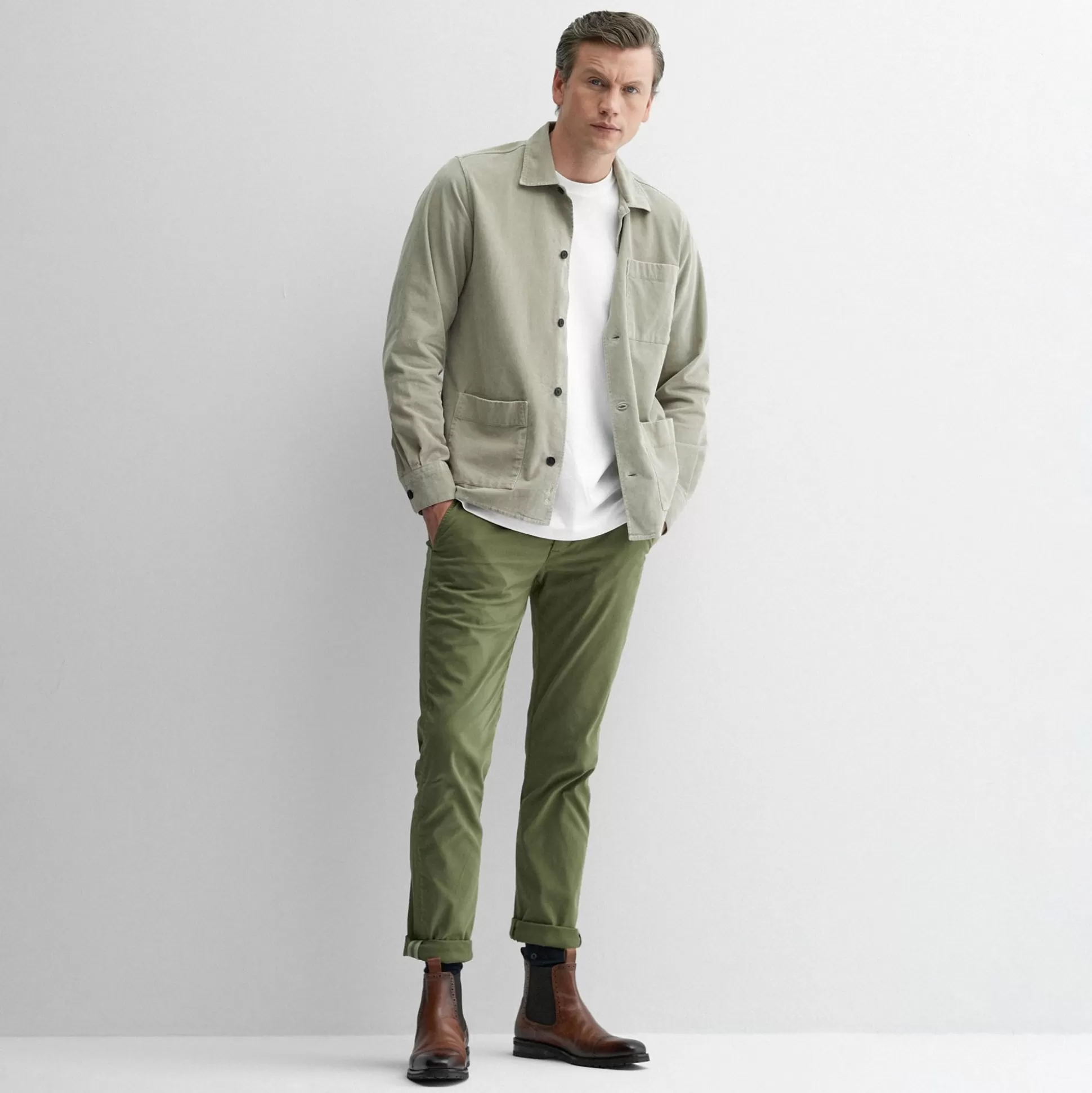 Pantalon Homme Oliver Sweeney - Modèle Besterios en Tissu Olive Décontracté
