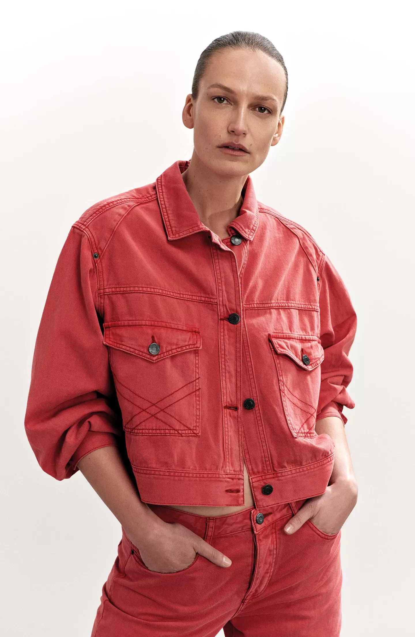 Veste en Jean Summum - Coupe large décontractée｜Vestes & Blazers｜Teinte Rouge Brique｜Style Intemporelle｜Collection Printemps-Été