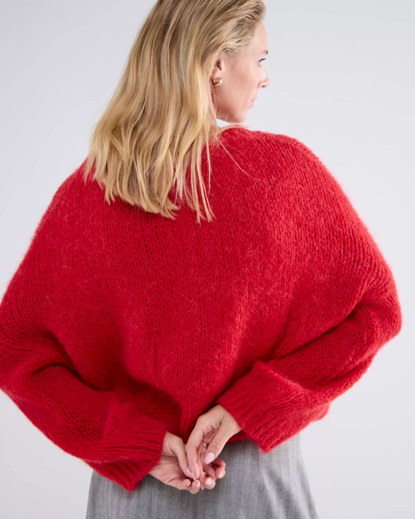 Pull Hiver Décontracté à Motif Épais – Coupe Boxy en Rouge Bordeaux | Confort Tendance
