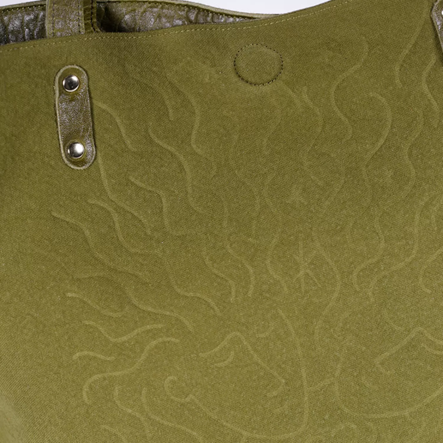 Sac cabas vert olive à sangle cuir texturé - Modèle bulle en promotion chez Craie Studio