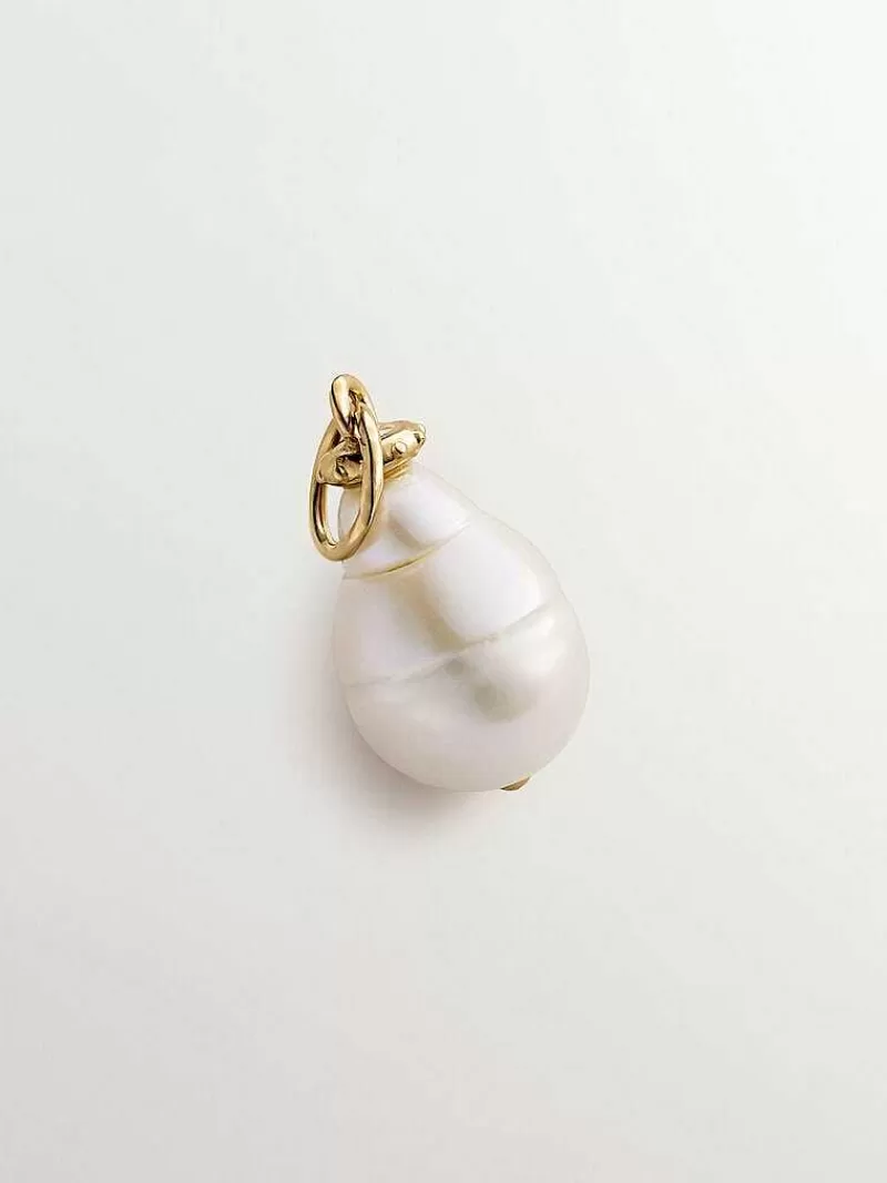 Pendentif Aristocrazy en argent 925 plaqué or jaune 18K avec perle naturelle - Création joaillerie élégante