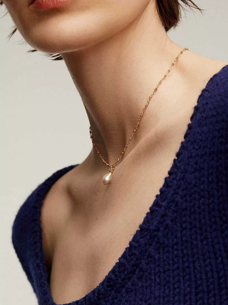 Pendentif Aristocrazy en argent 925 plaqué or jaune 18K avec perle naturelle - Création joaillerie élégante