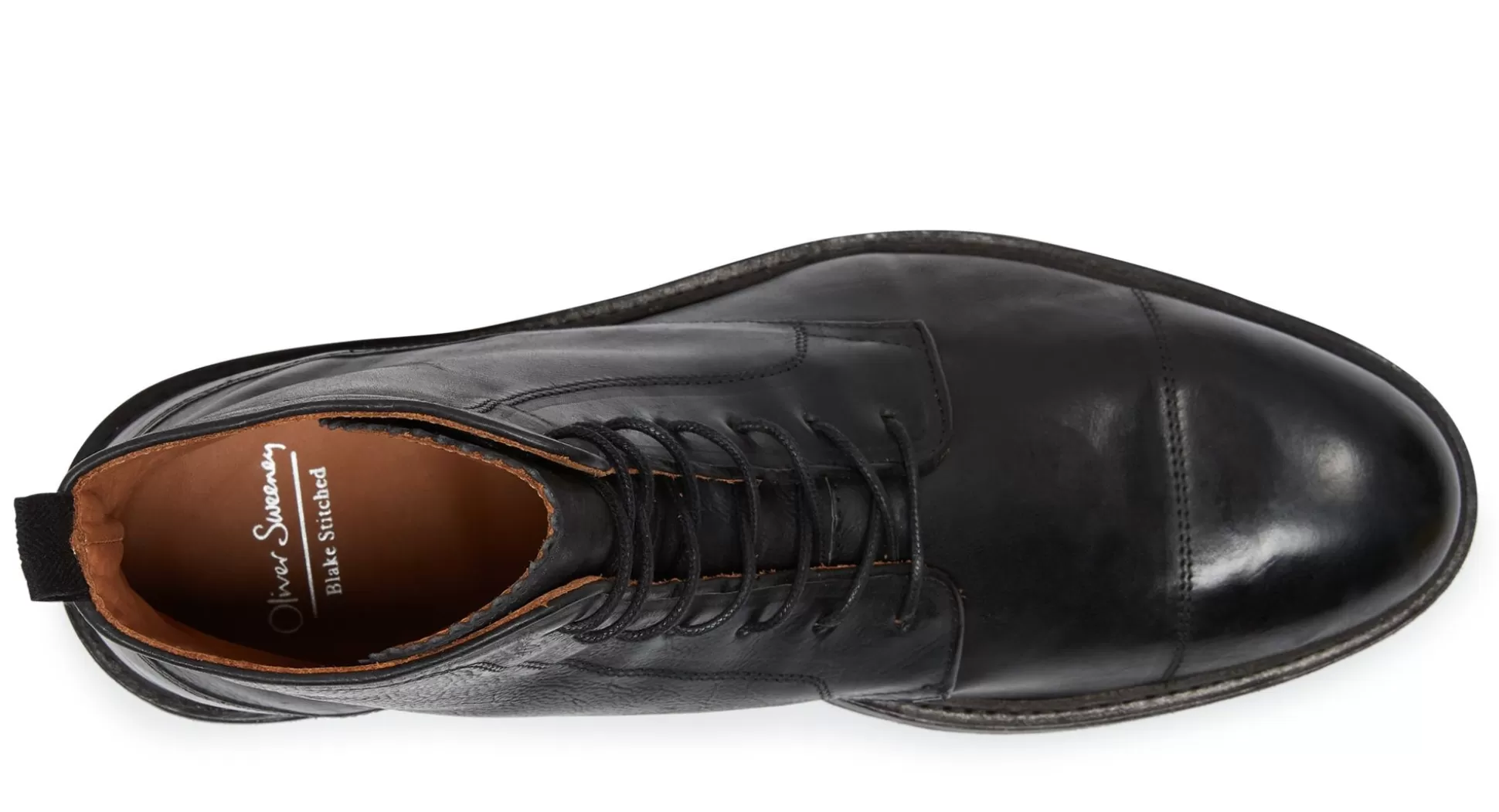 Bottes Oliver Sweeney Chaves - Cuir pleine fleur noir vernis, style urbain intemporel