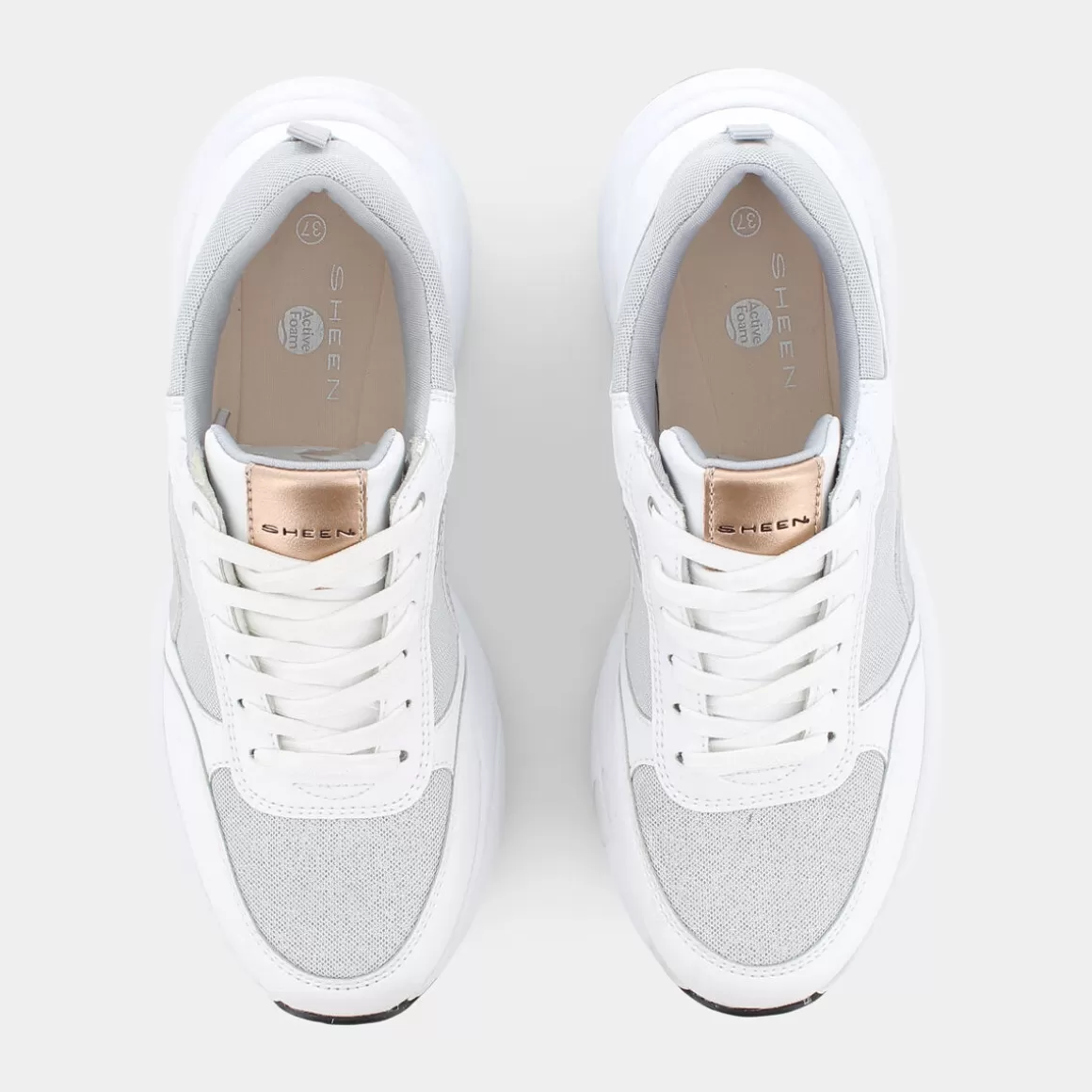 Nouveauté SHEEN CI E21D 13 - Sneakers Blanc avec Accents Argenté | Style Urbain & Confort Optimal