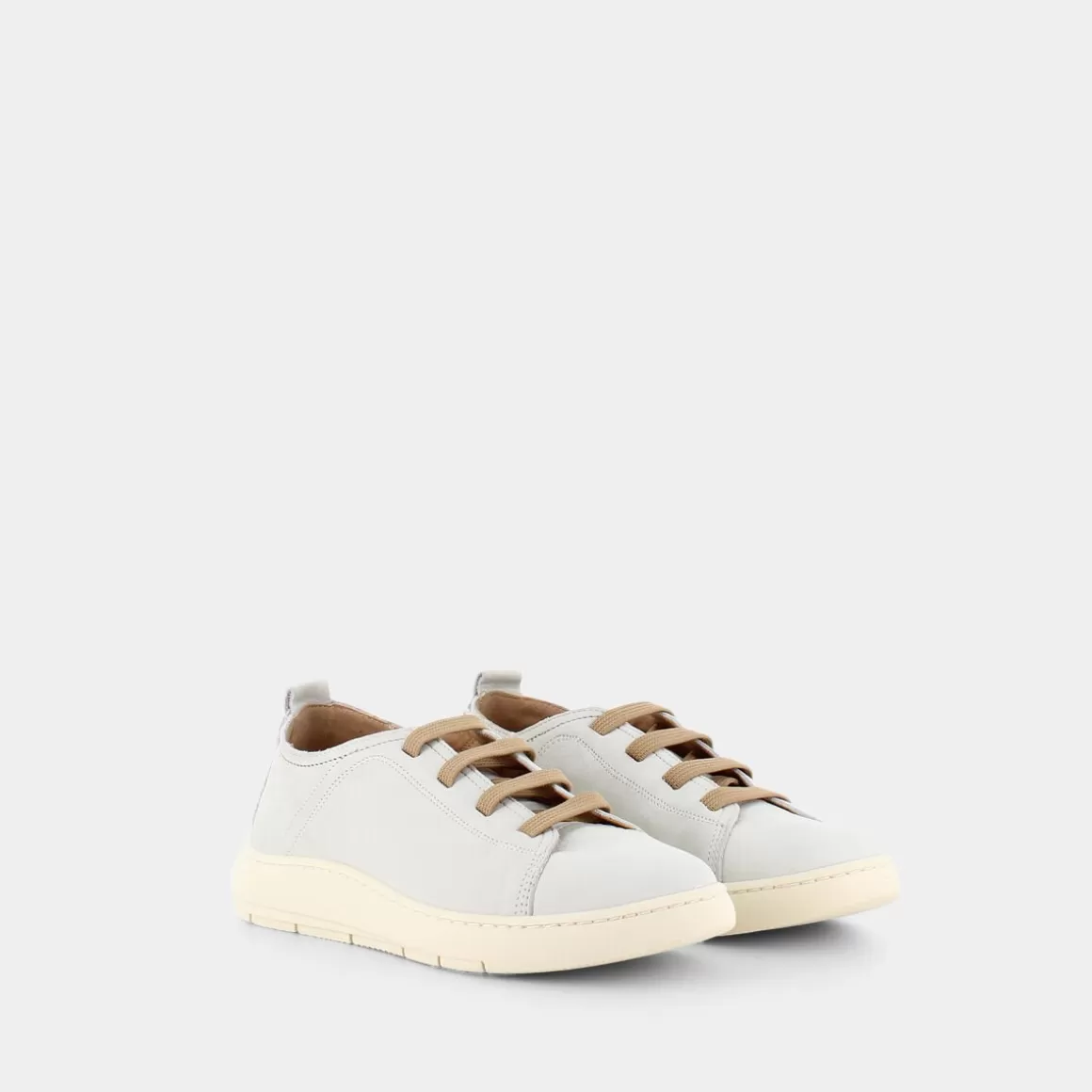 Baskets Femme Élégantes LADY NICE - Style Rétro Cm-E23D-01 en Cuir Blanc Cassé