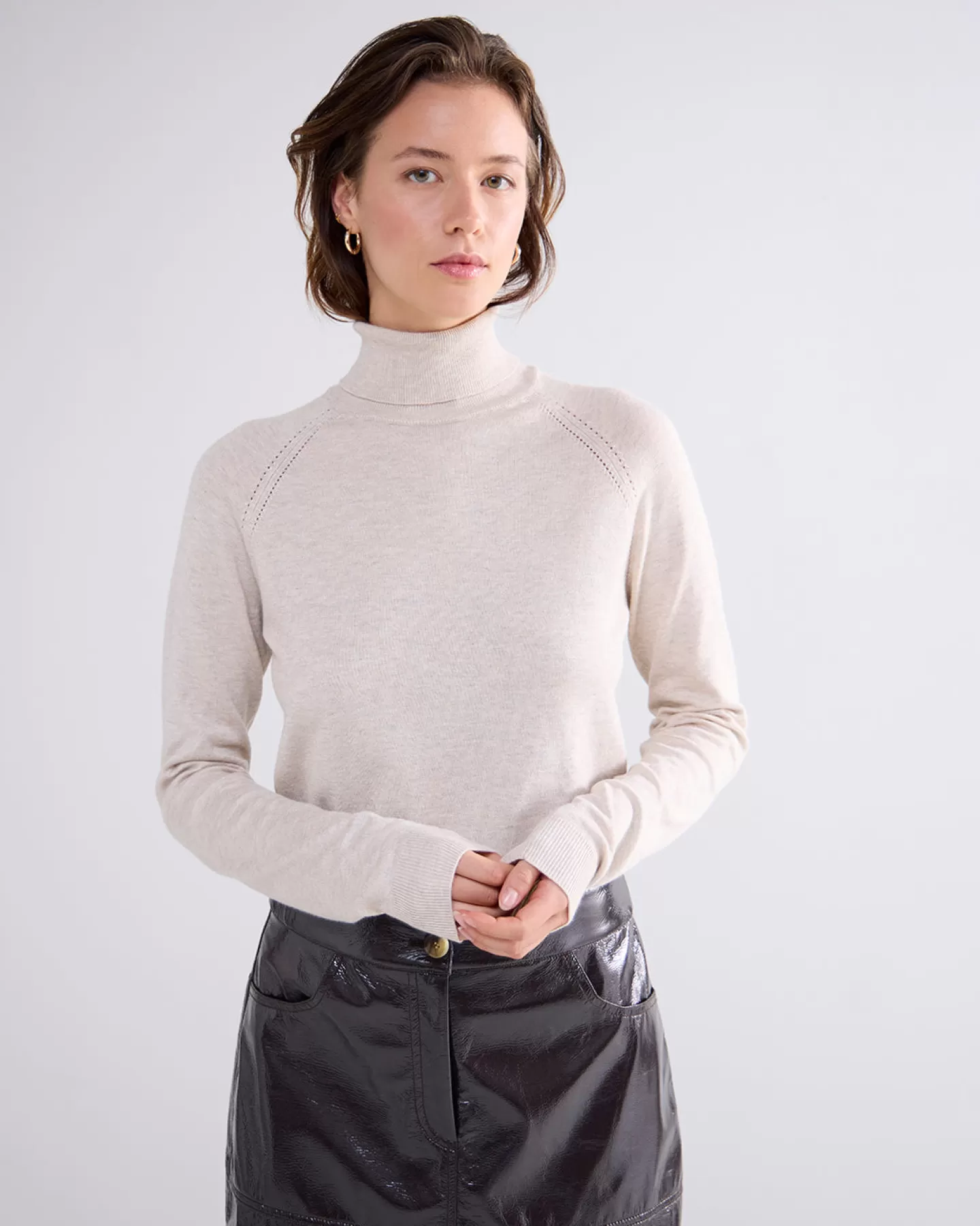 Col roulé confortable en laine Summum - Couleur crème, matière douce et légère