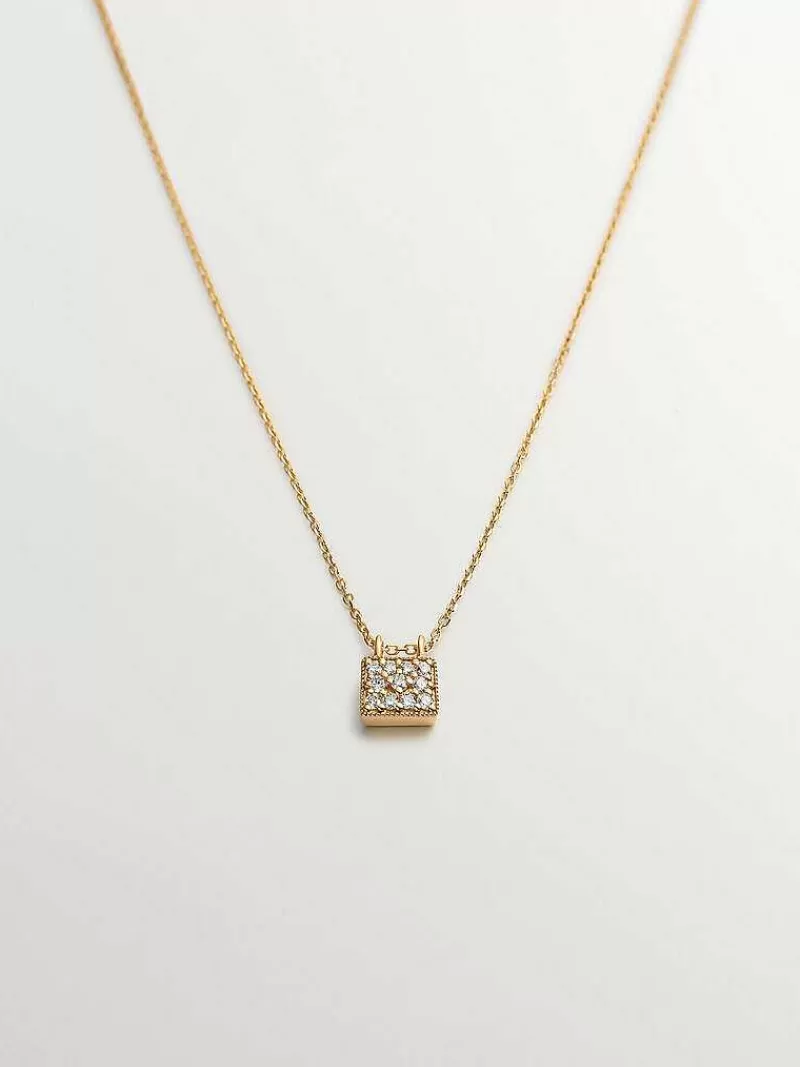 Collier Argent Aristocrazy avec Pendentif en Or Jaune 18 Carats Serti de Diamants