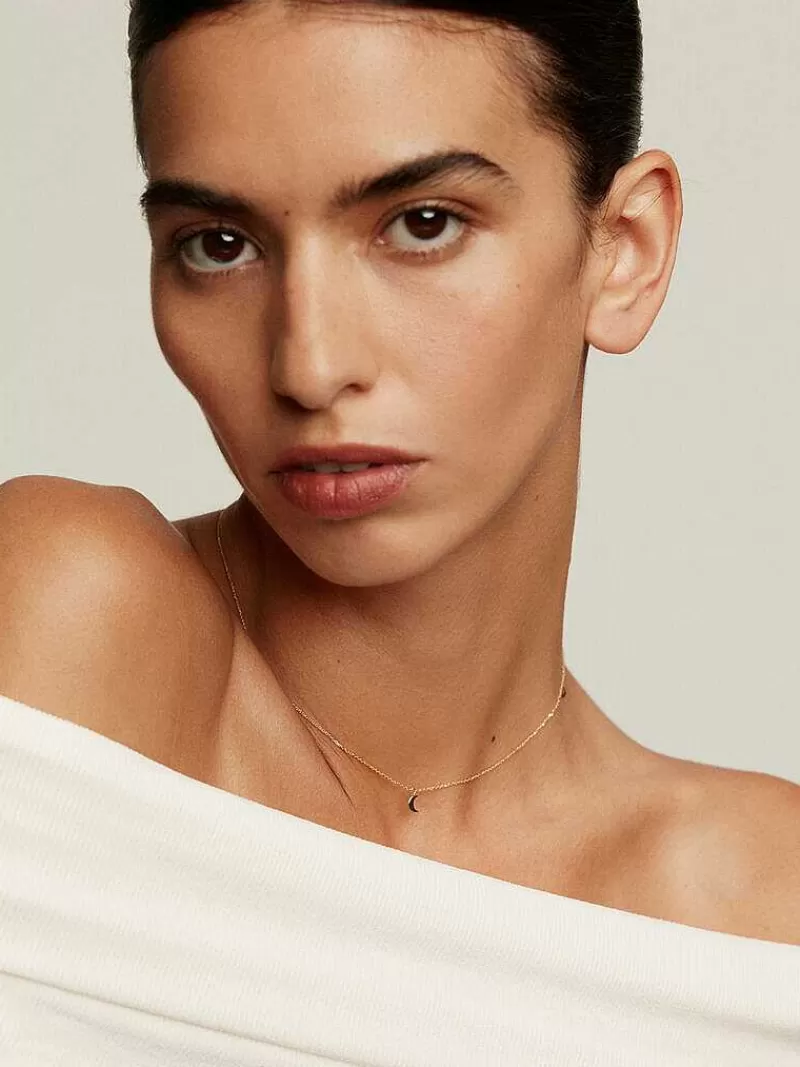Pendentif Lune en Or Jaune 9K - Collier Élégant Aristocrazy avec Motif Lunaire Artisanal