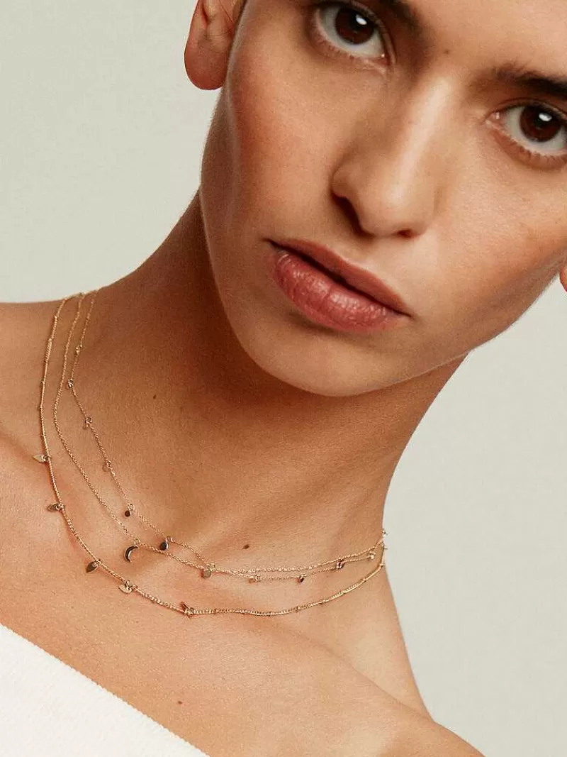 Pendentif Lune en Or Jaune 9K - Collier Élégant Aristocrazy avec Motif Lunaire Artisanal