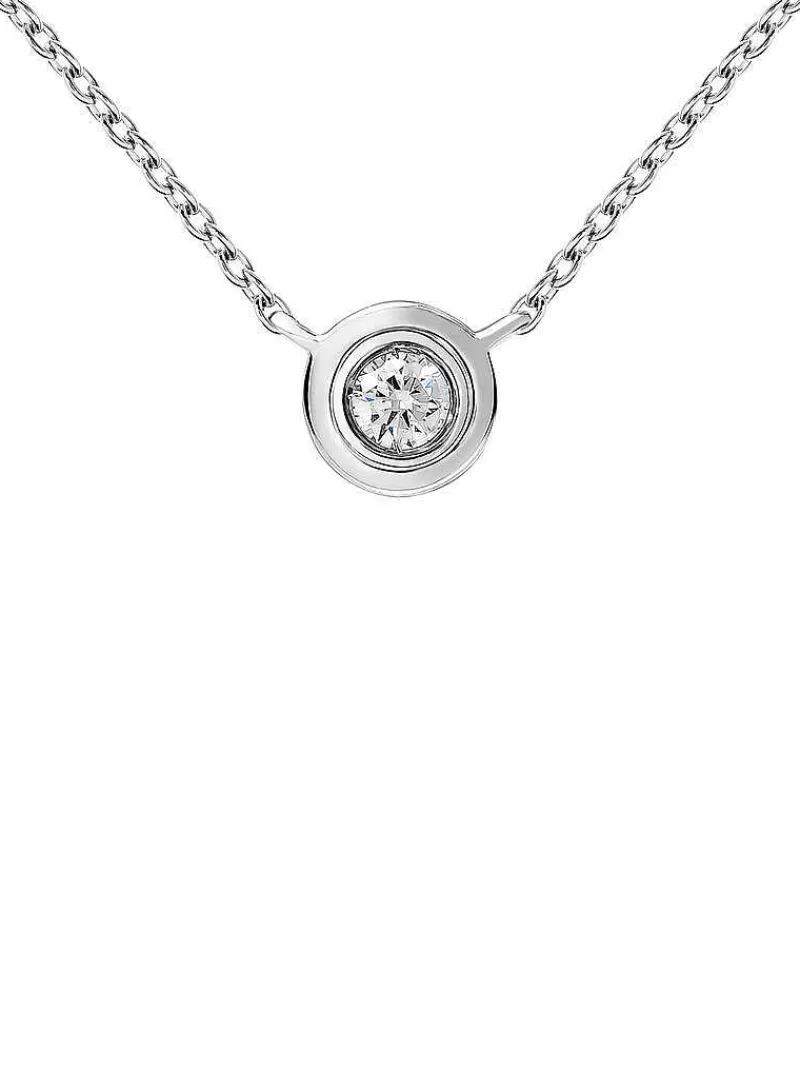 Collier en Argent Serti d'un Pendentif en Or Blanc 18K Élégant avec Diamant Brillant - Collection Aristocrazy