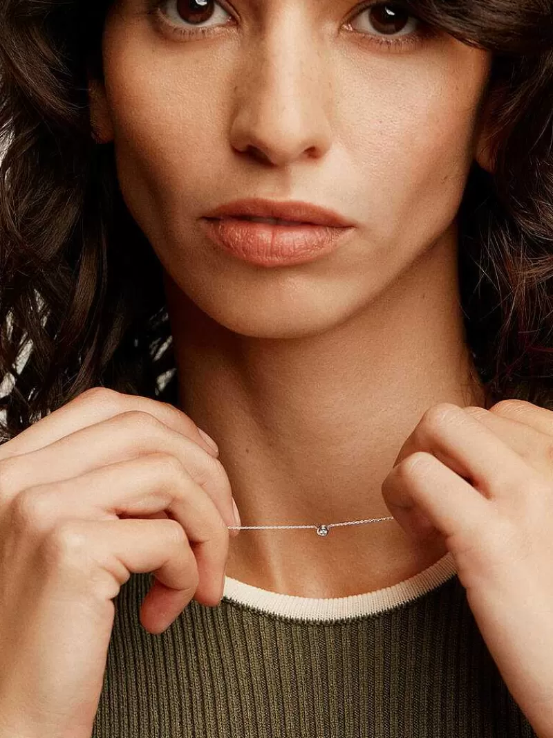 Collier en Argent Serti d'un Pendentif en Or Blanc 18K Élégant avec Diamant Brillant - Collection Aristocrazy