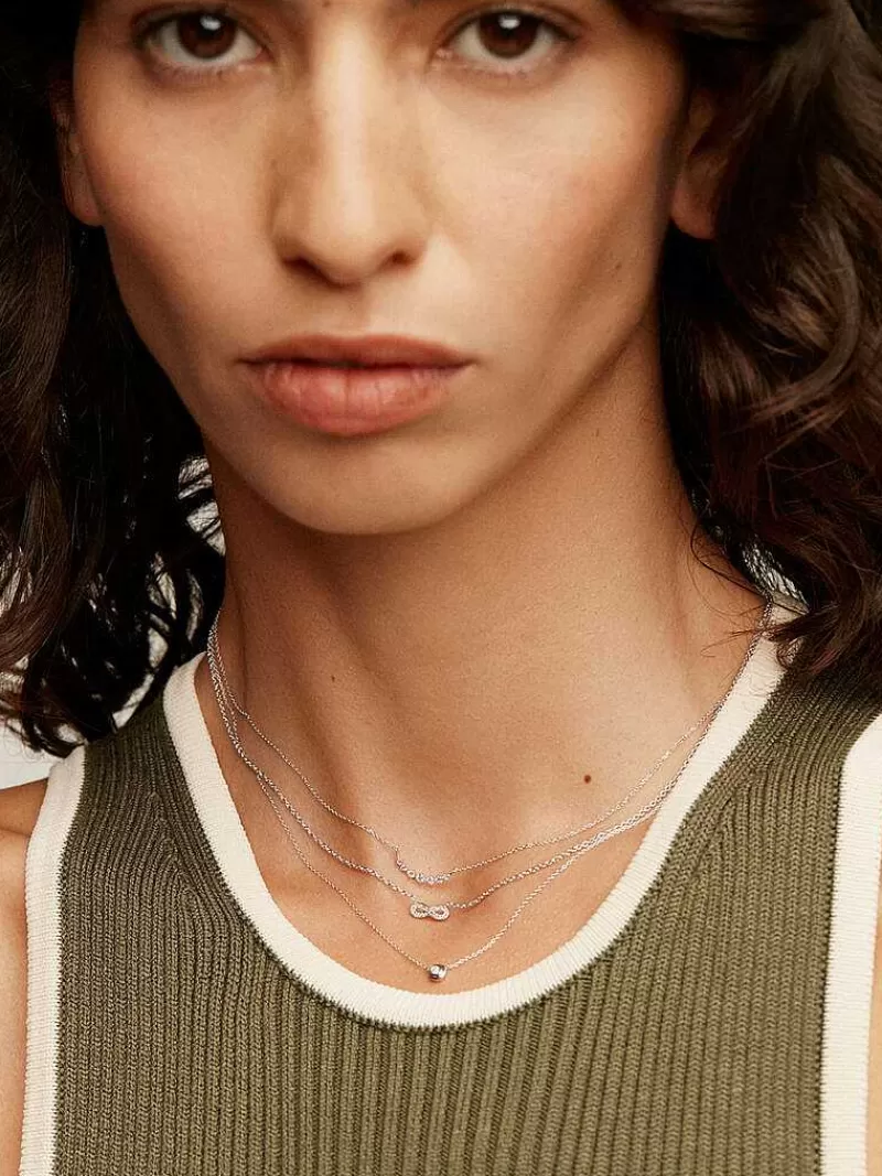 Collier en Argent Serti d'un Pendentif en Or Blanc 18K Élégant avec Diamant Brillant - Collection Aristocrazy