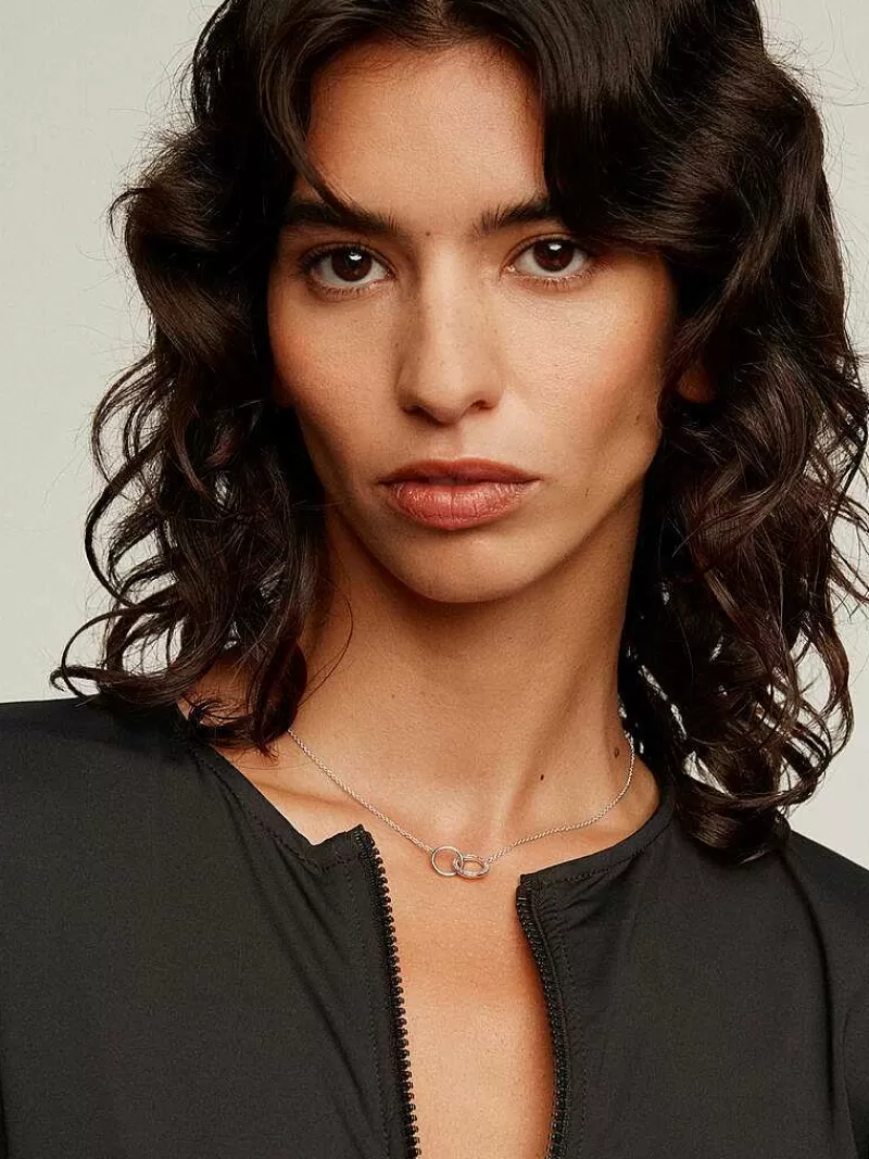 Collier en Argent 925 Aristocrazy - Pendentif Minimaliste Serti de Topazes Lait et Motif de Cercles - Élégance Intemporelle pour Tenues Raffinées