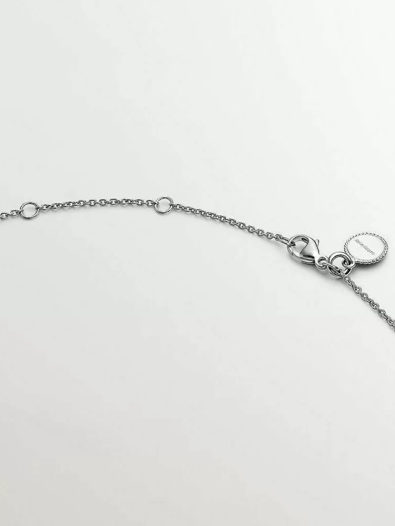 Collier en Argent 925 Aristocrazy - Pendentif Minimaliste Serti de Topazes Lait et Motif de Cercles - Élégance Intemporelle pour Tenues Raffinées