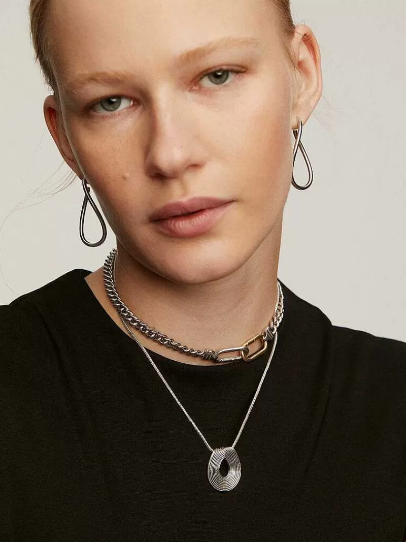 Collier féminin en argent 925 - Pendentif ovale avec motif sculpté artisanal, pièce intemporelle Aristocrazy