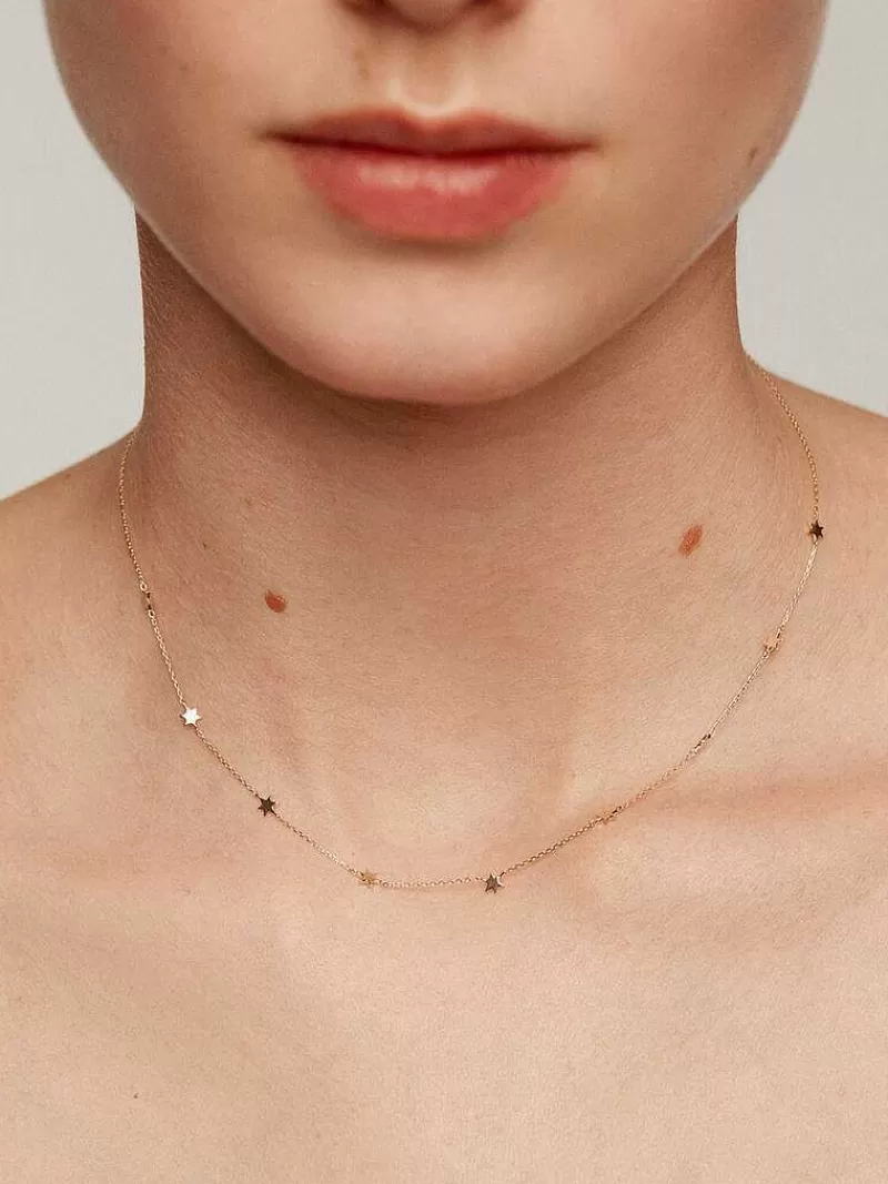Collier Élégant en Or 9 Carats - Pièce Dorée Sertie d'Étoiles Étincelantes par Aristocrazy