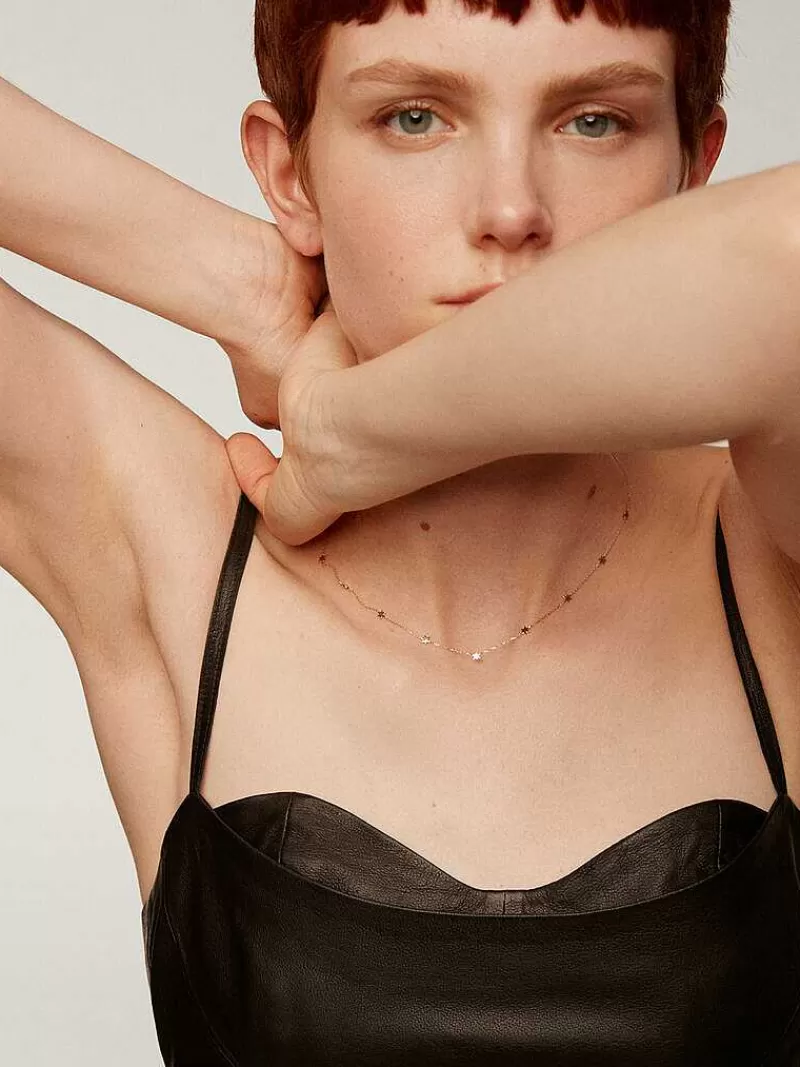 Collier Élégant en Or 9 Carats - Pièce Dorée Sertie d'Étoiles Étincelantes par Aristocrazy