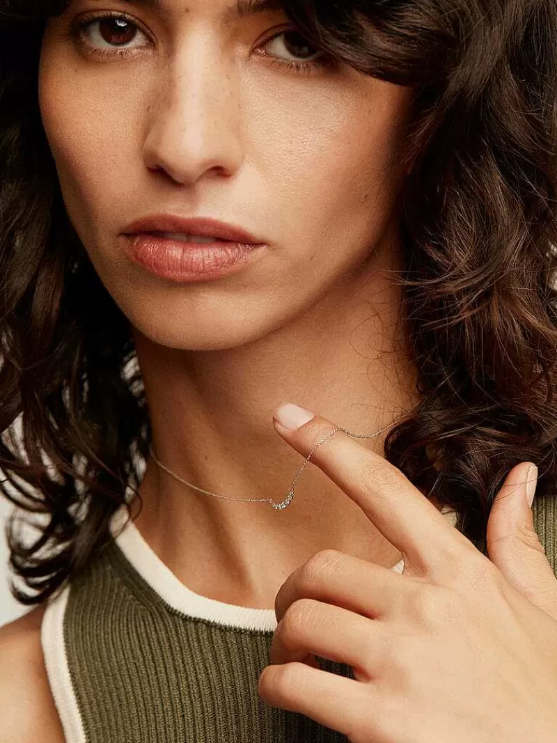 Collier Aristocrazy en Argent Sterling et Or Blanc 18K - Pièce Élégante Sertie de Diamants Éclatants
