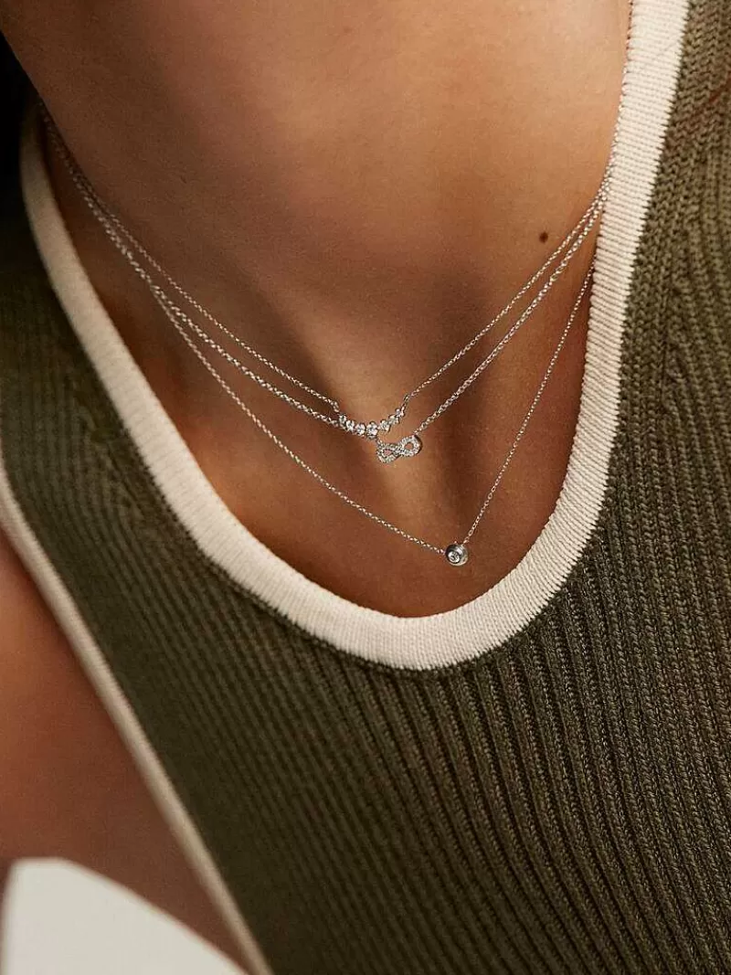 Collier Aristocrazy en Argent Sterling et Or Blanc 18K - Pièce Élégante Sertie de Diamants Éclatants