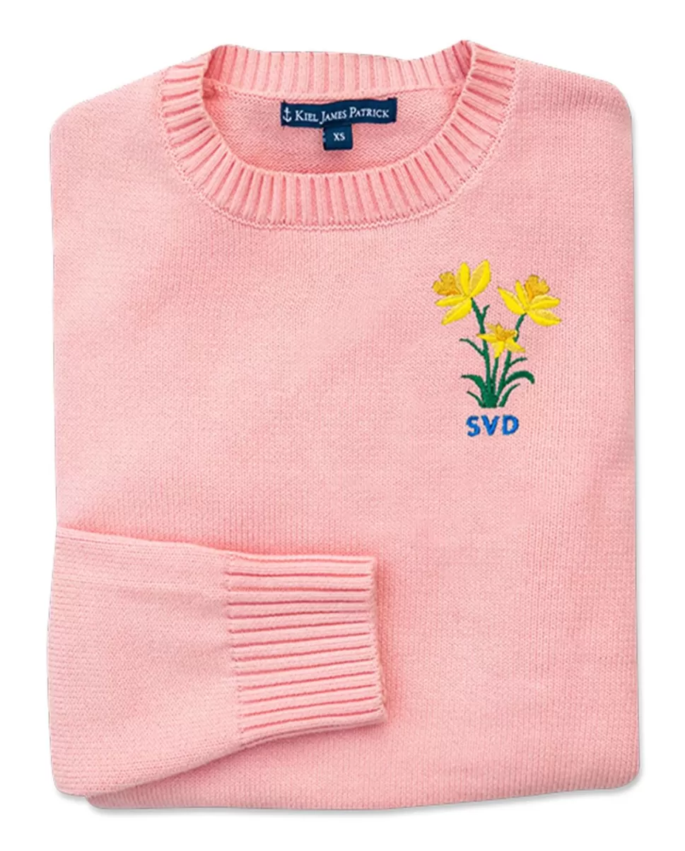 Pull printemps femme Kiel James Patrick - motif jonquilles vintage