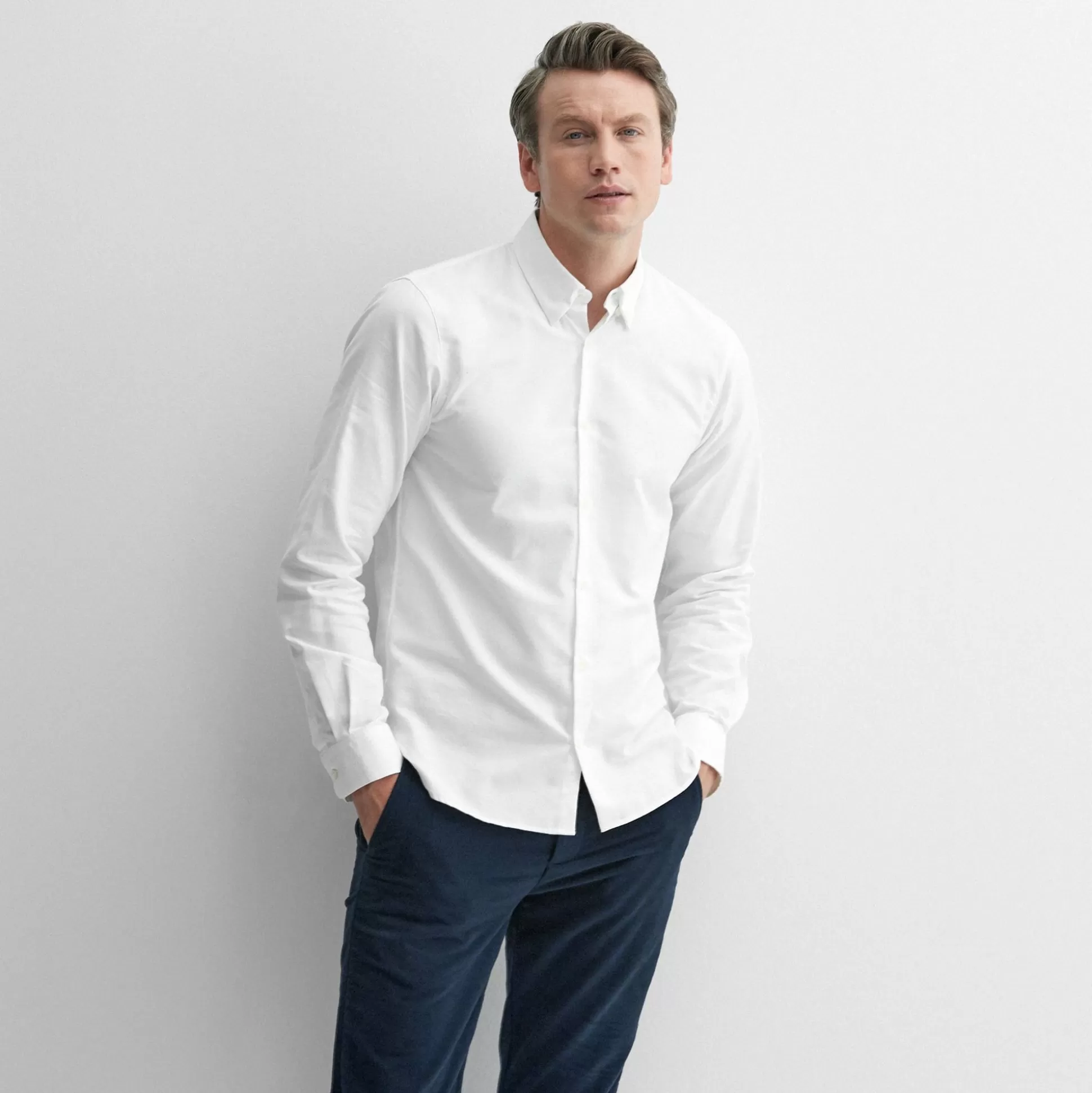 Chemise homme Oliver Sweeney - Blanc Dunmore, élégance intemporelle en coton luxe pour un style sophistiqué