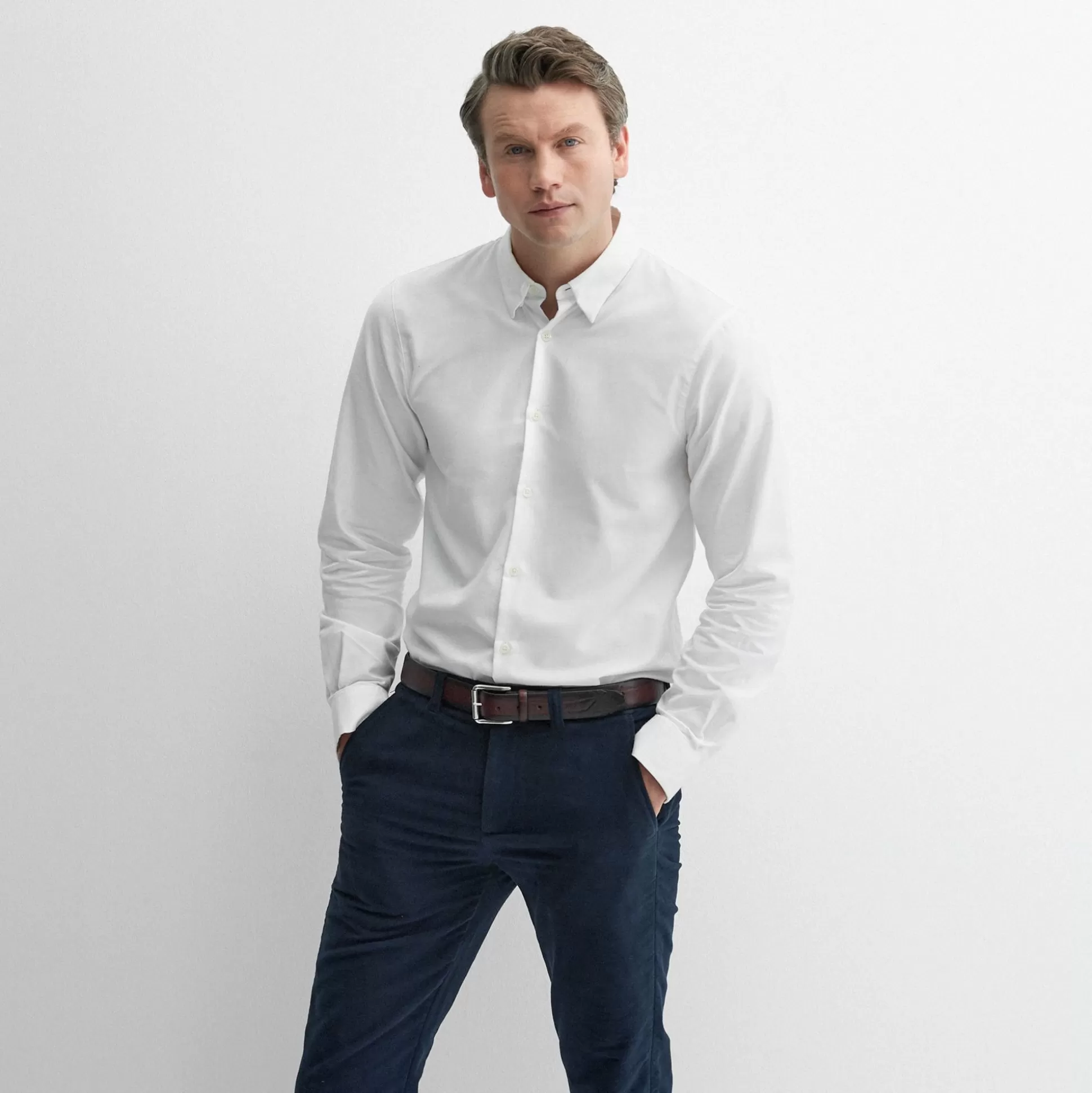 Chemise homme Oliver Sweeney - Blanc Dunmore, élégance intemporelle en coton luxe pour un style sophistiqué