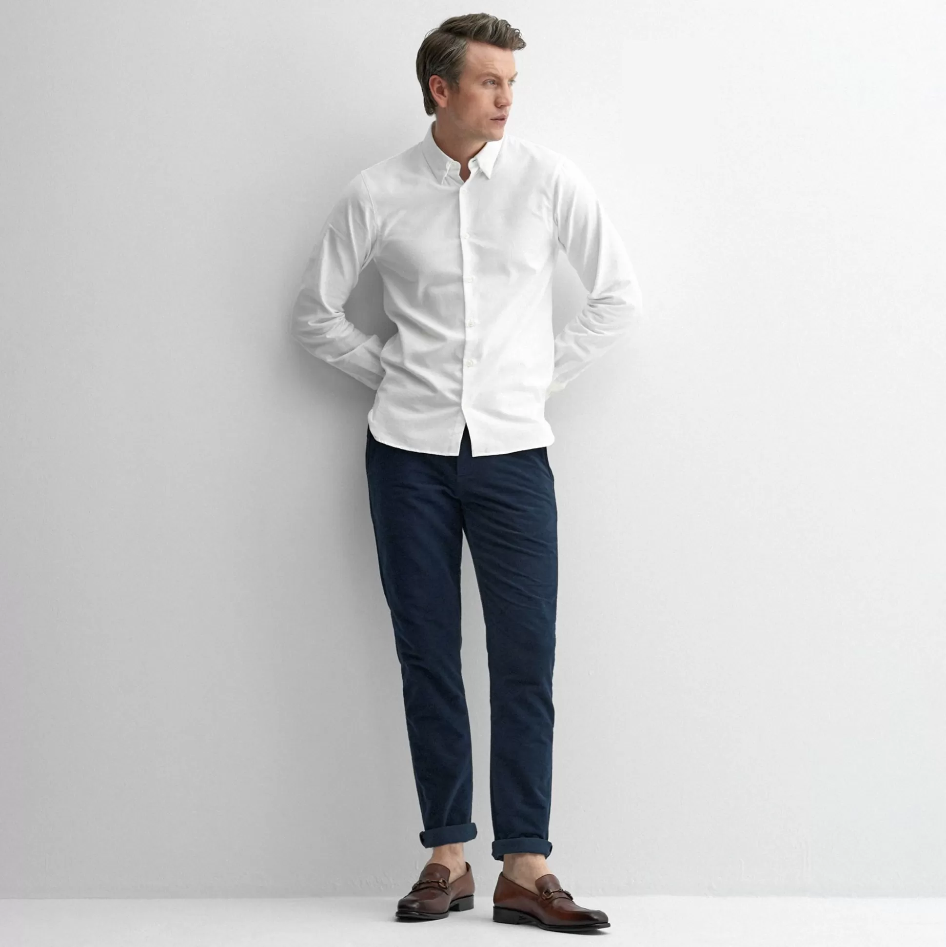 Chemise homme Oliver Sweeney - Blanc Dunmore, élégance intemporelle en coton luxe pour un style sophistiqué
