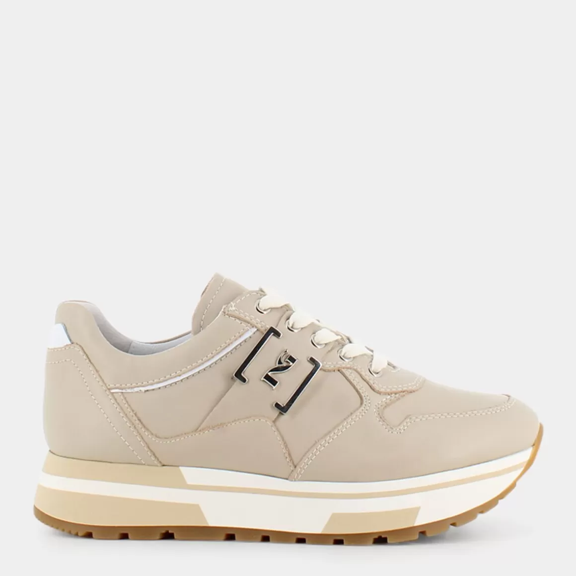 Nero Giardini - Baskets Mode Femme en Cuir Ivoire Écru, Modèle E306360D - Confort Léger & Style Urbain Printemps-Été