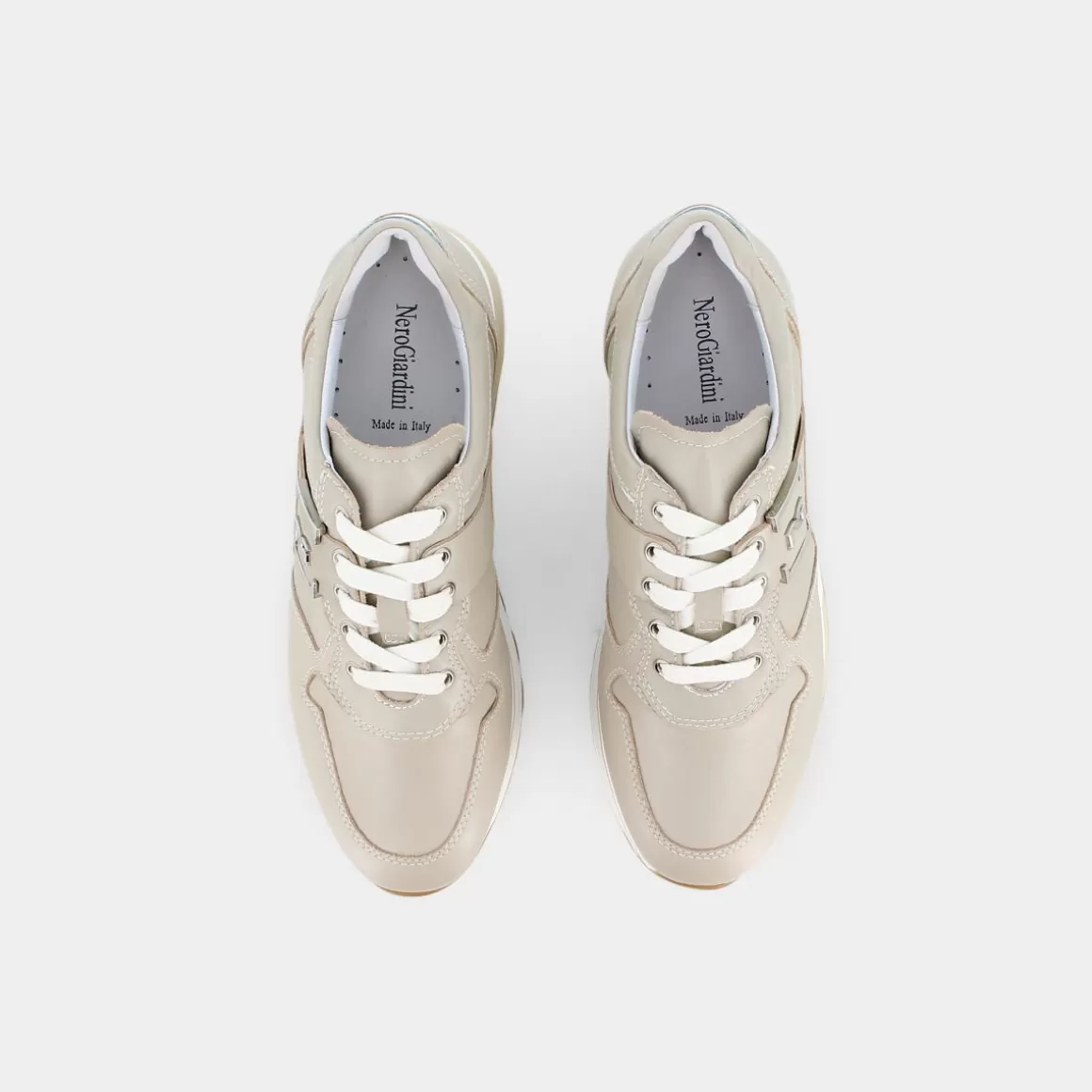 Nero Giardini - Baskets Mode Femme en Cuir Ivoire Écru, Modèle E306360D - Confort Léger & Style Urbain Printemps-Été