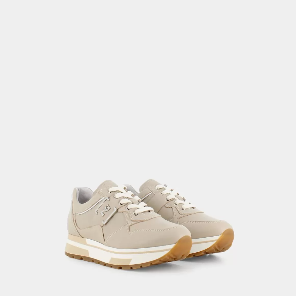 Nero Giardini - Baskets Mode Femme en Cuir Ivoire Écru, Modèle E306360D - Confort Léger & Style Urbain Printemps-Été