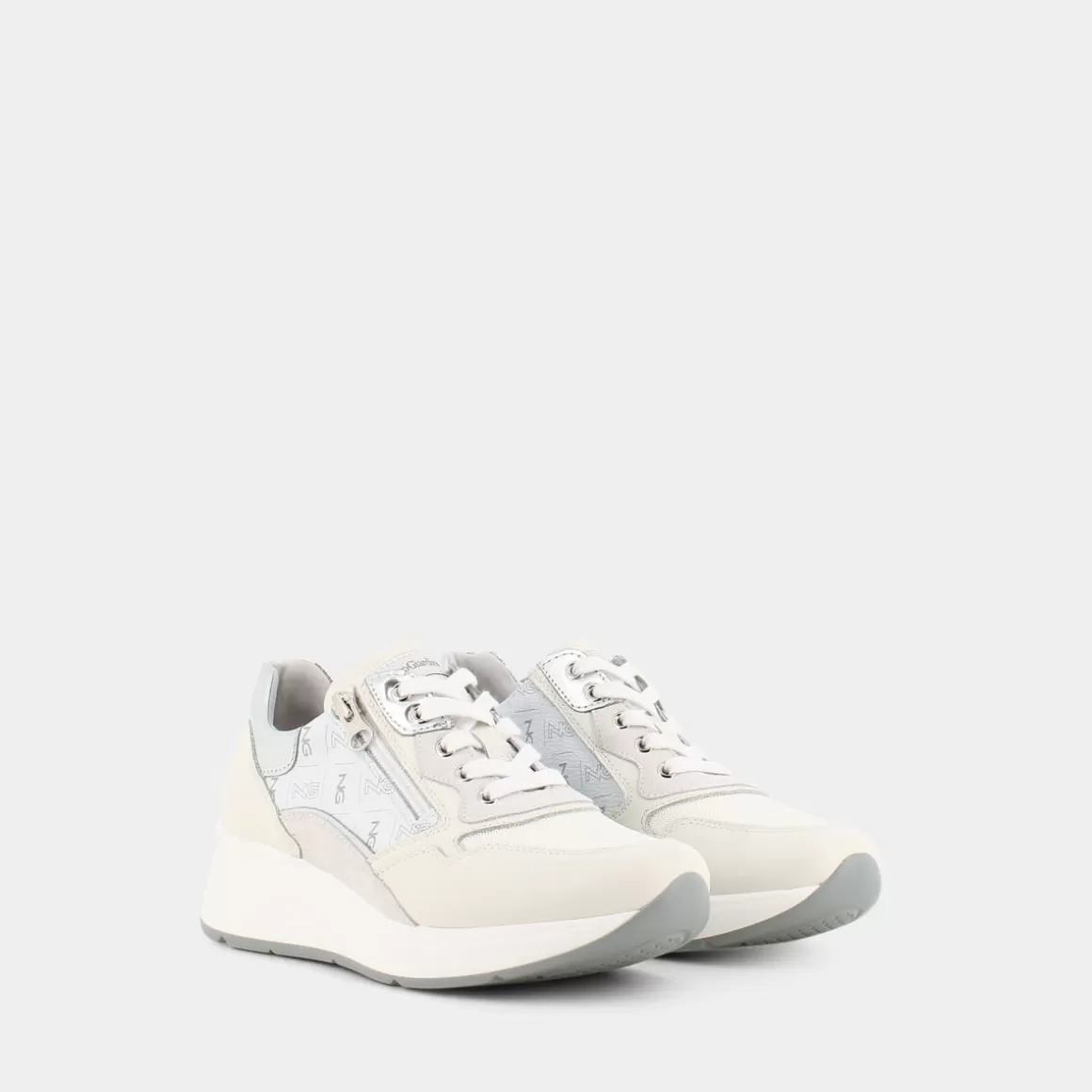 Chaussures urbaines NERO GIARDINI E306450D - Baskets légères en cuir souple couleur blanc crème pour homme