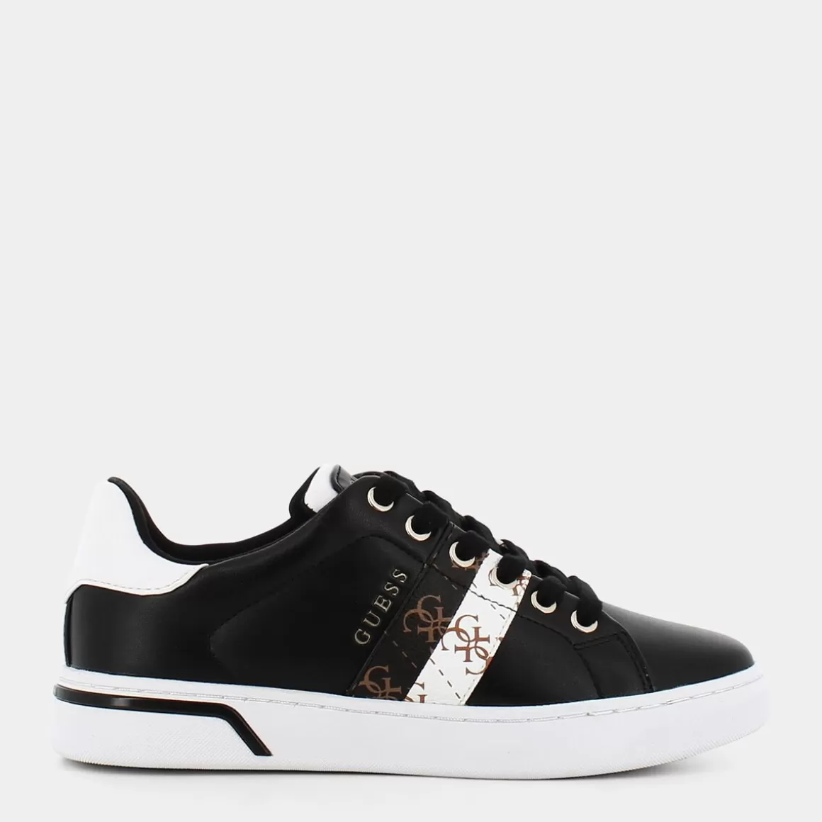 GUESS® Fl5Ree - Chaussures de Sport Ele 12 en Cuir Souple Noir Intense