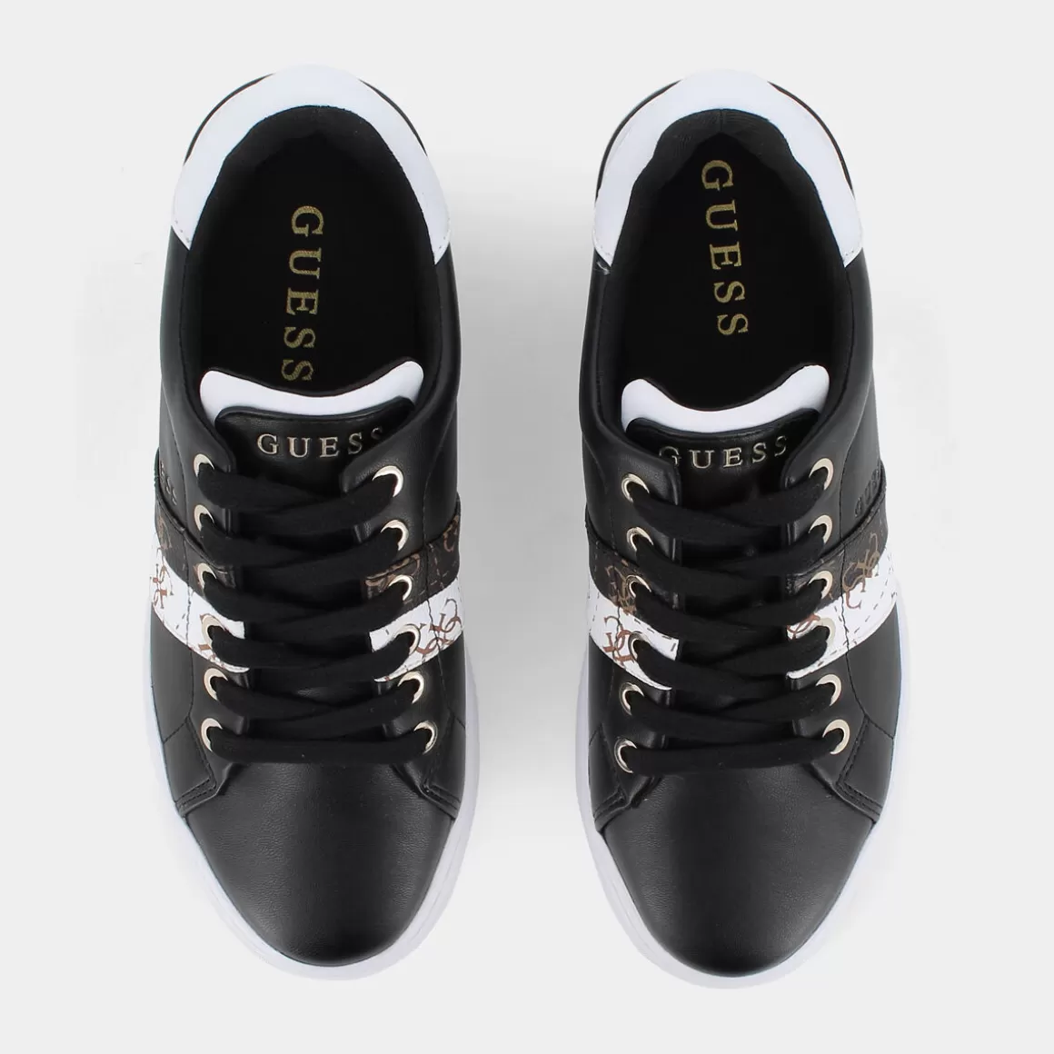 GUESS® Fl5Ree - Chaussures de Sport Ele 12 en Cuir Souple Noir Intense