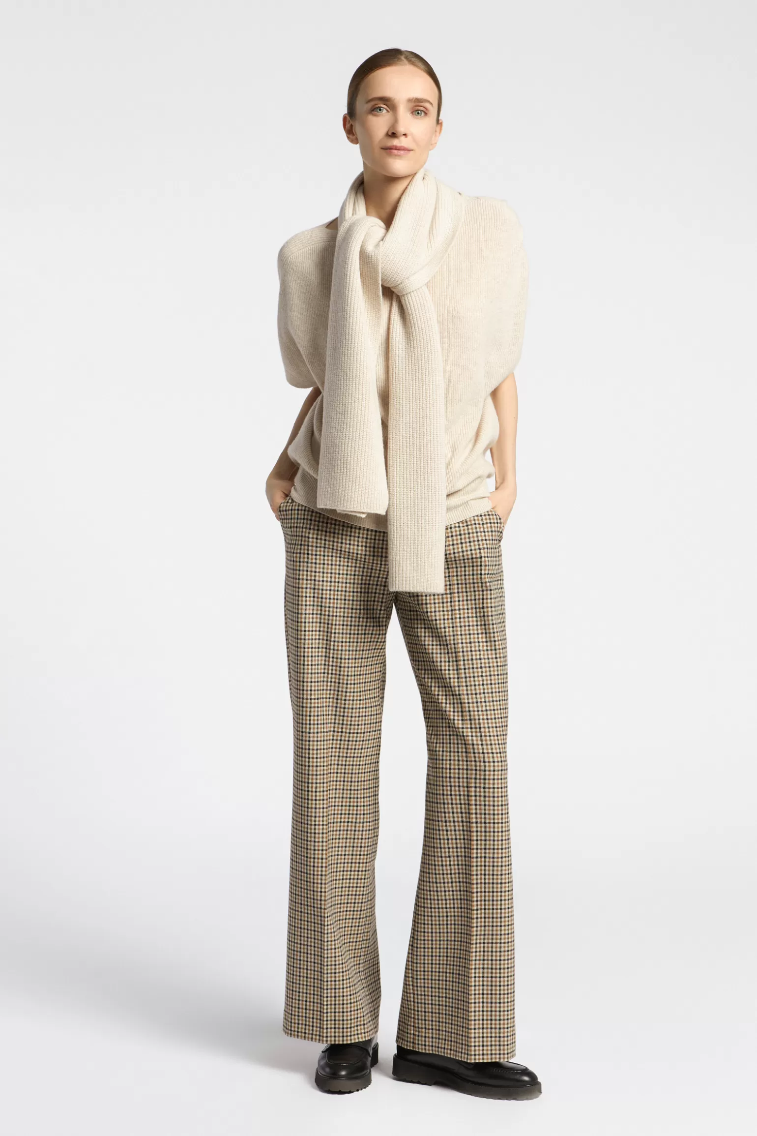 Pantalon Élégant à Carreaux - Coupe Large Confortable | Xandres Collection Printemps-Été 2024