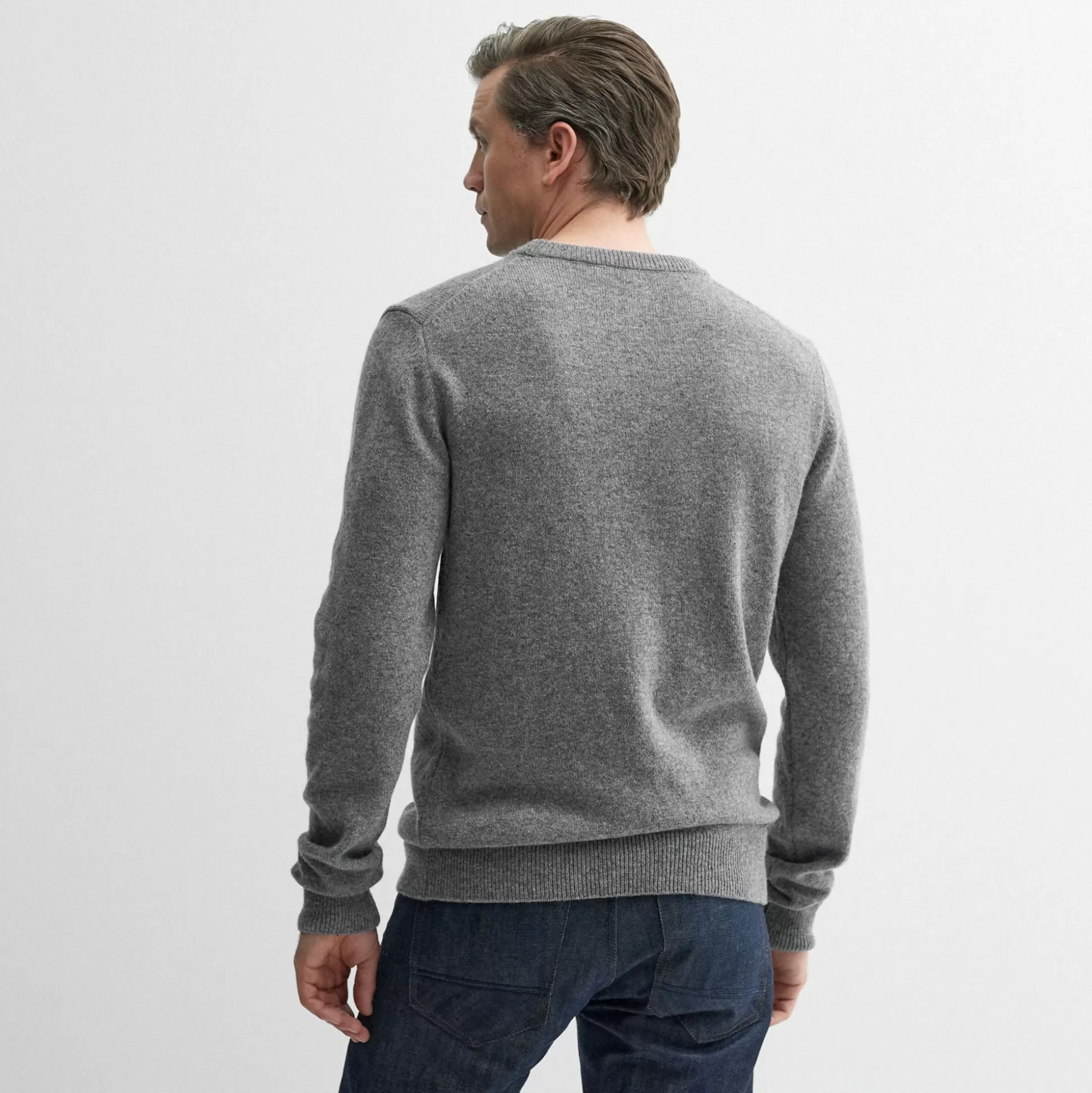Élégant Pull Homme Oliver Sweeney - Laine Chinée Gris Tourterelle - Collection Automne-Hiver 

（：，
