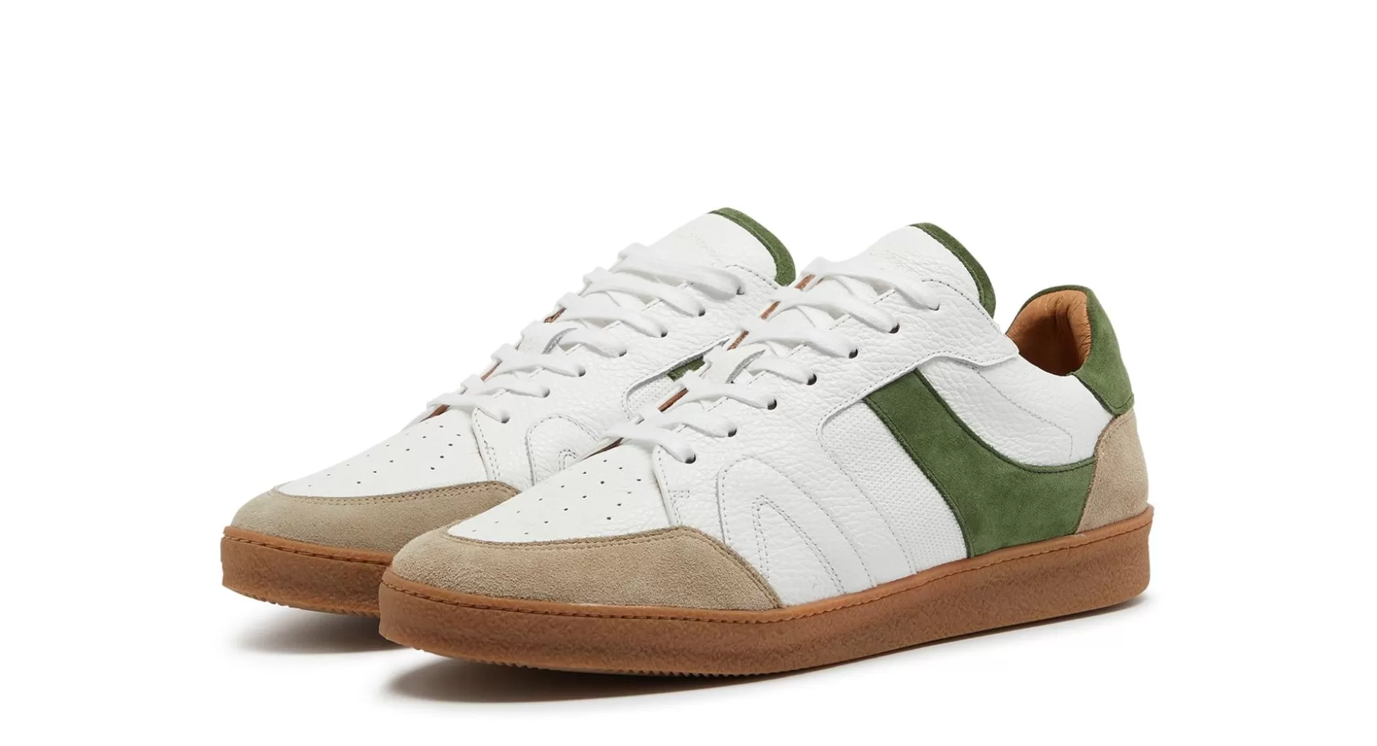 Chaussures Oliver Sweeney Harrow - Sportives en Cuir Souple Blanc Cassé & Vert Forêt