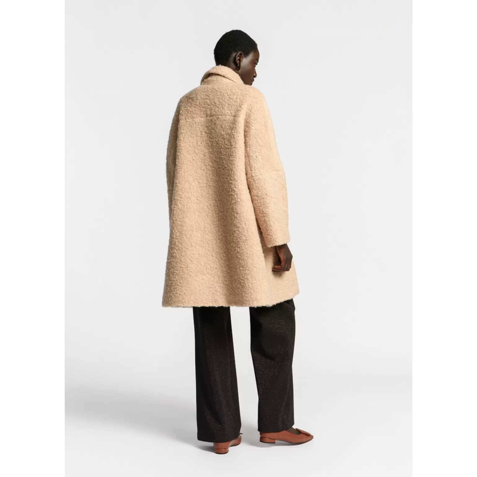 Manteau longue taille en tissu bouclé Xandres - Promotion Éclair à ne pas manquer !