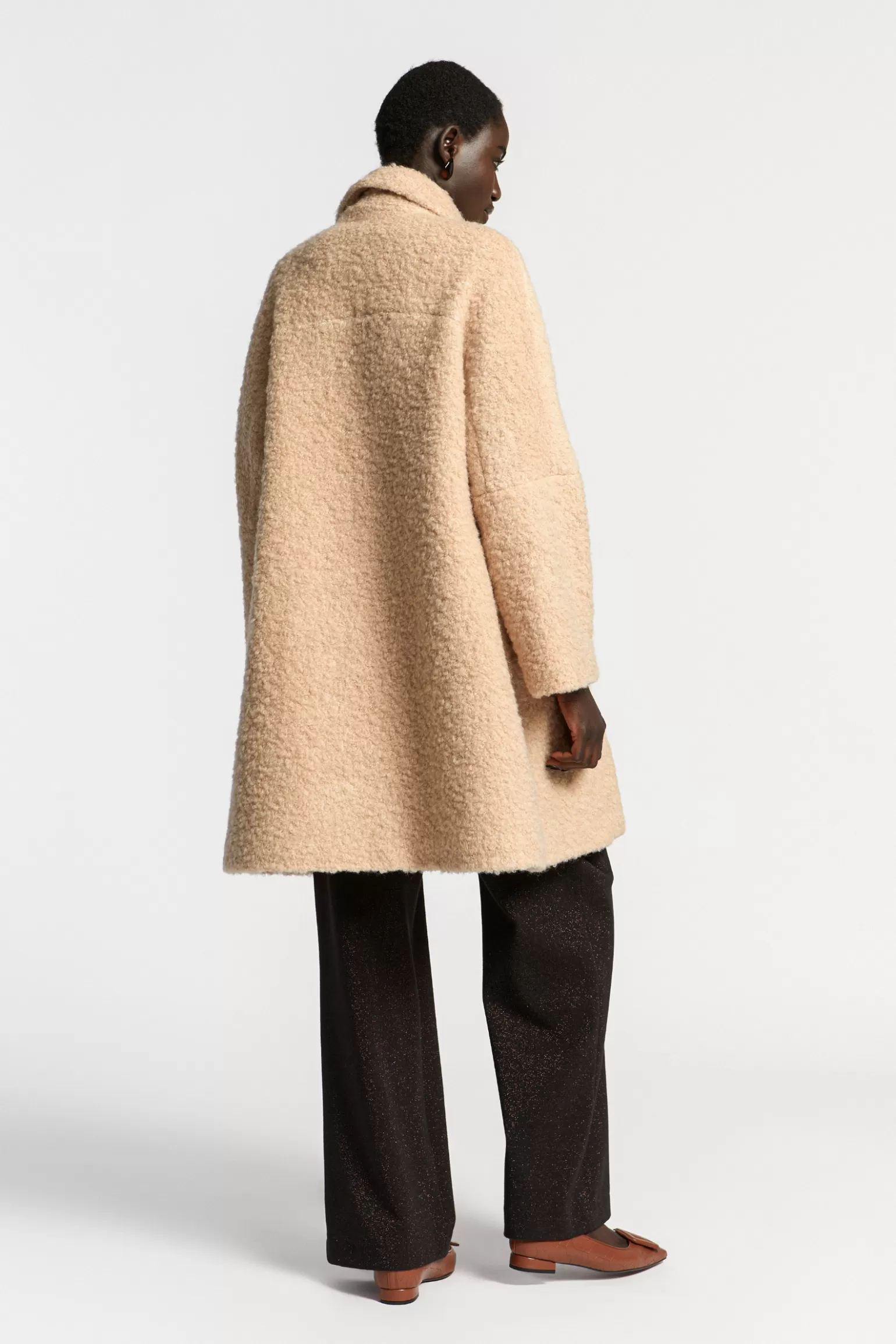 Manteau longue taille en tissu bouclé Xandres - Promotion Éclair à ne pas manquer !
