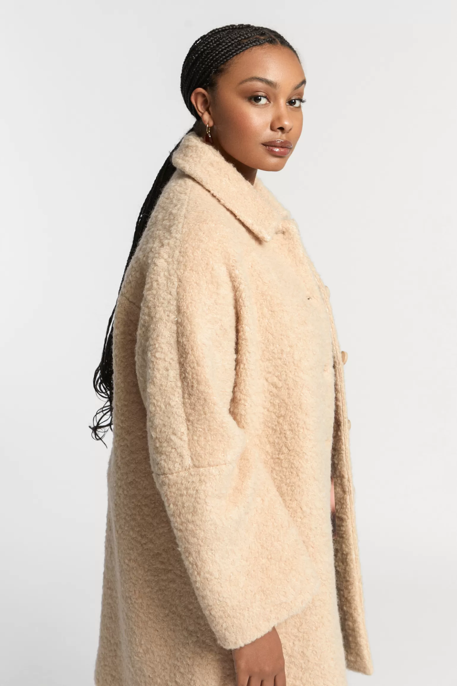 Manteau longue taille en tissu bouclé Xandres - Promotion Éclair à ne pas manquer !