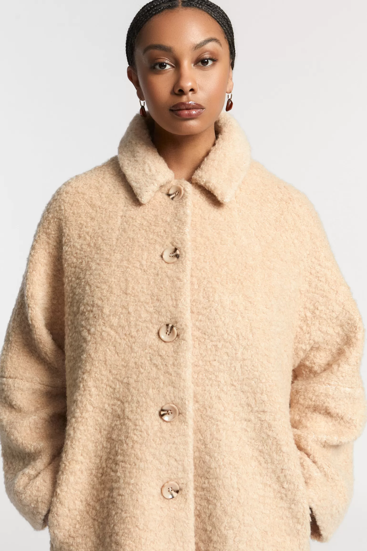 Manteau longue taille en tissu bouclé Xandres - Promotion Éclair à ne pas manquer !